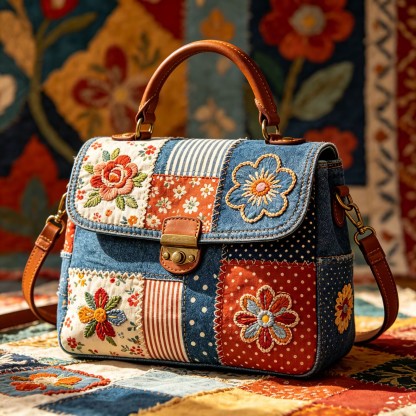 Floral Mosaic Patchwork Bag