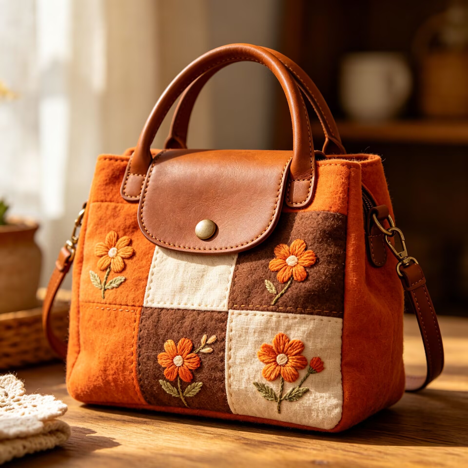Amber Blossom Grid Bag
