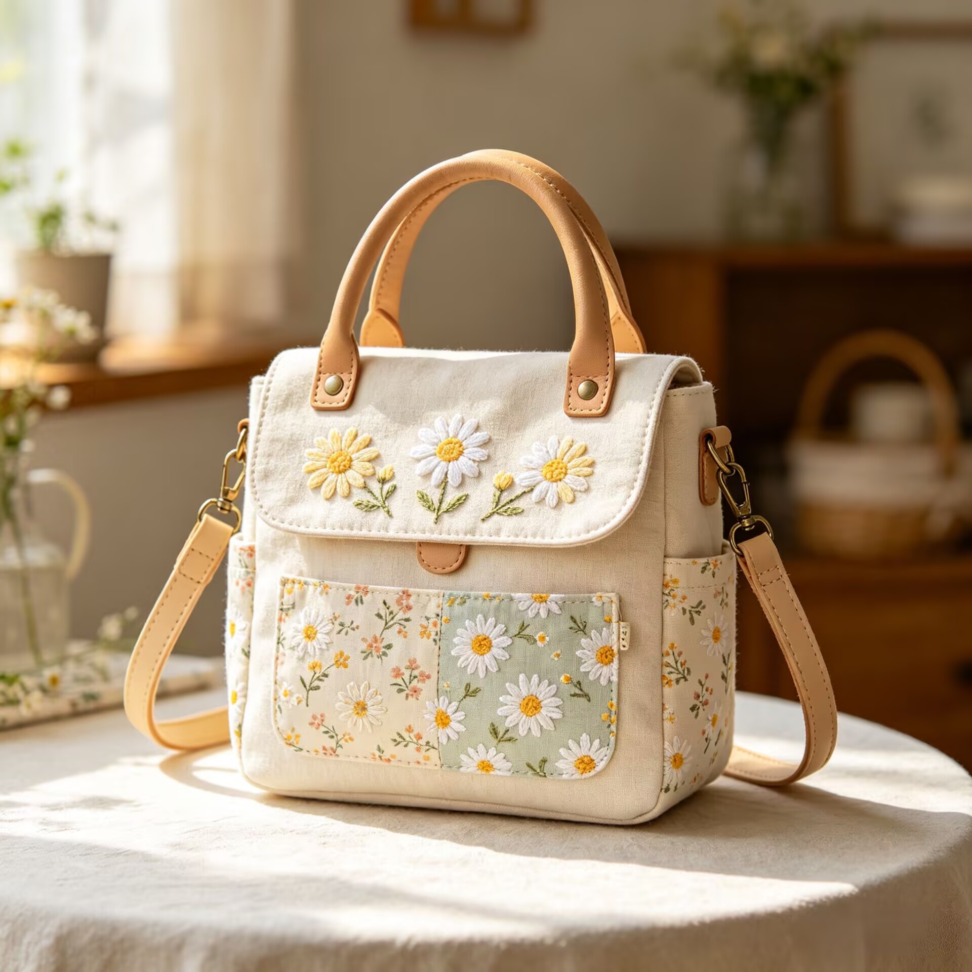 Daisy Breeze Patchwork Bag