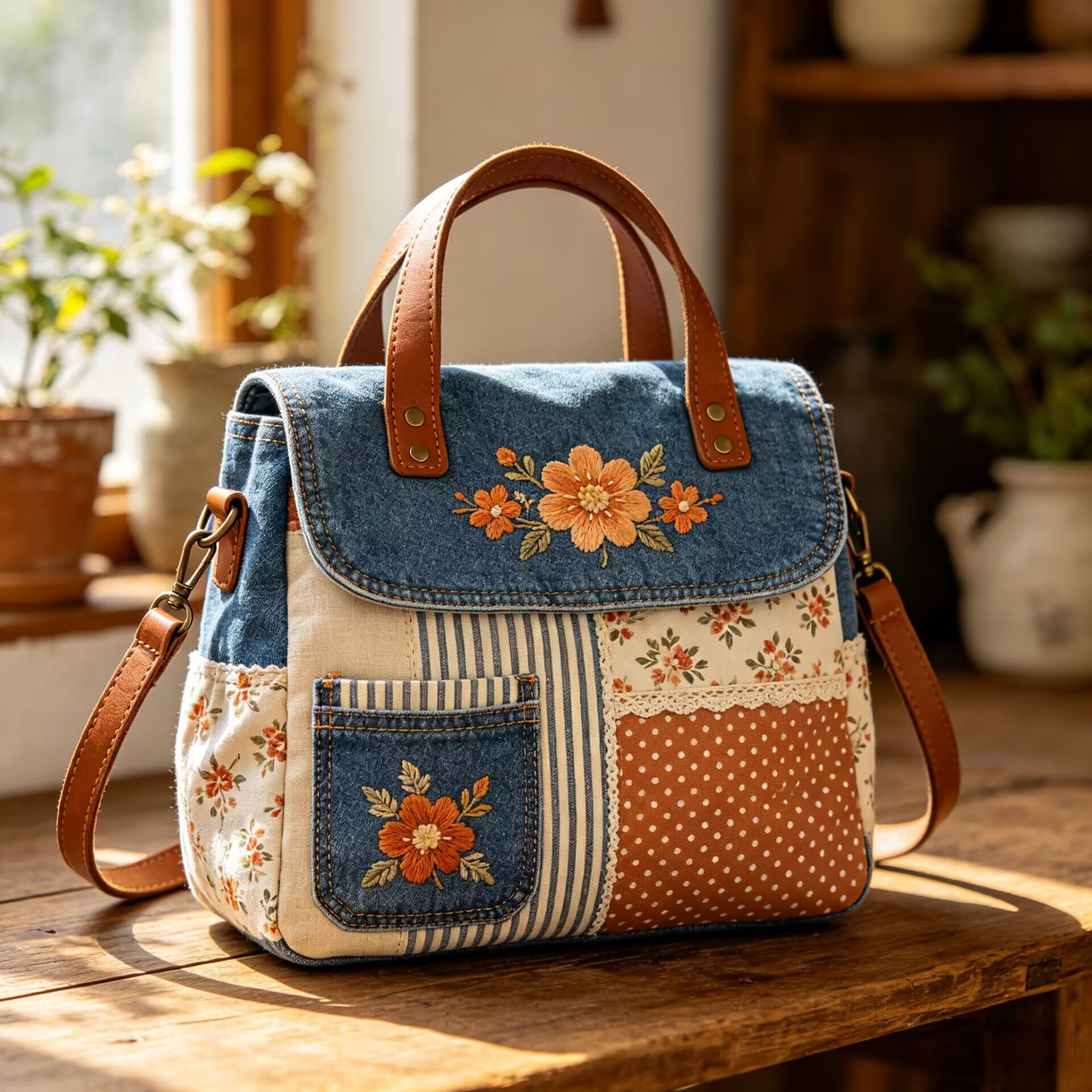 Amber Bloom Patchwork Bag