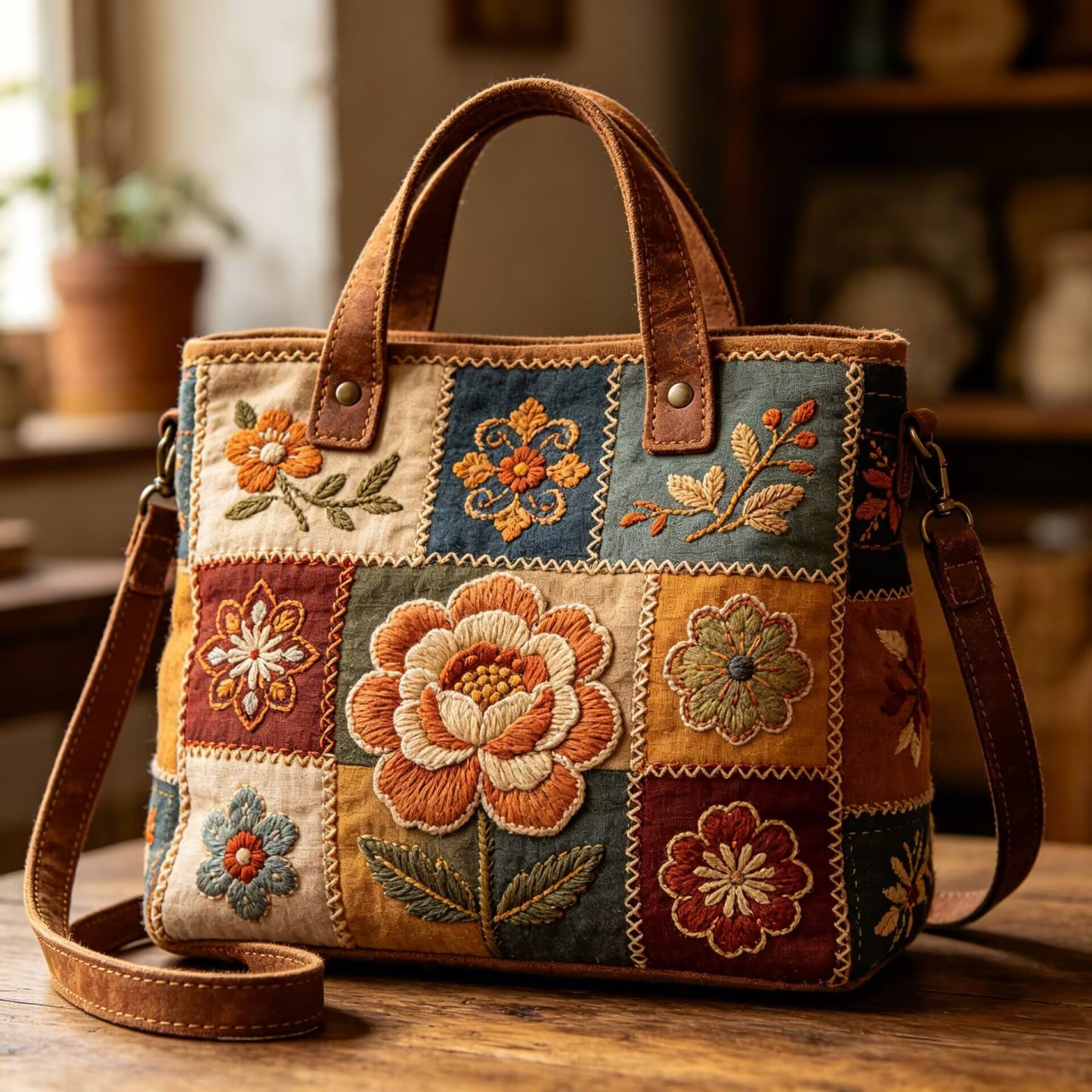 Vintage Floral Stitch Bag