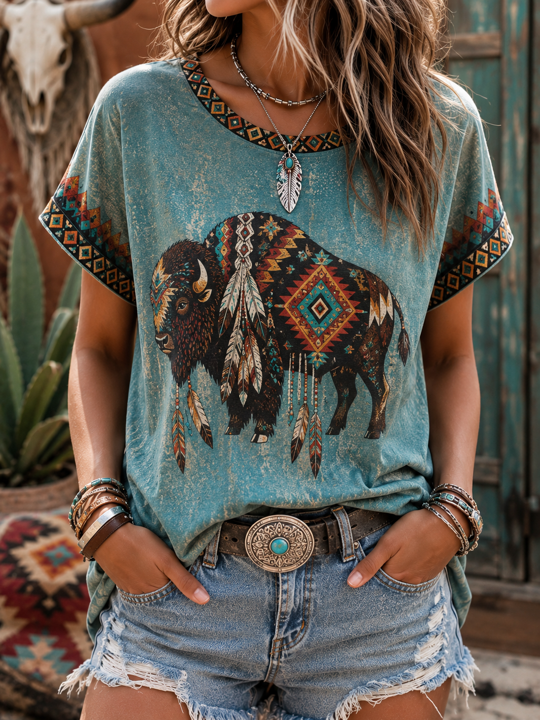 Feathered Bison Spirit Tee