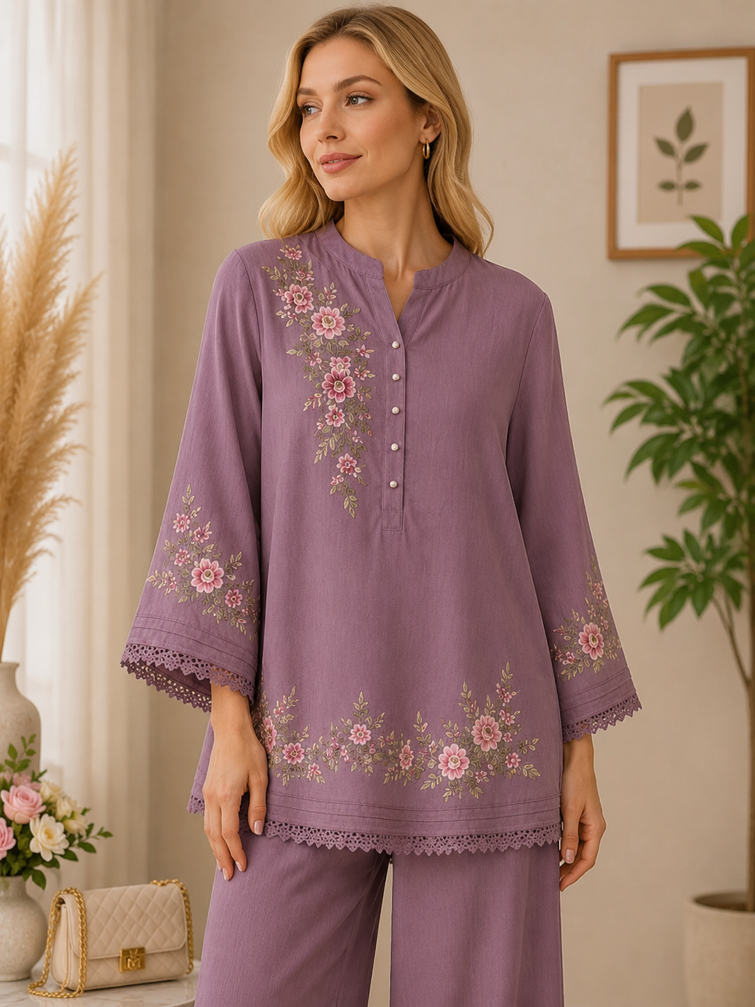 Embroidered Two‑Piece Casual Set