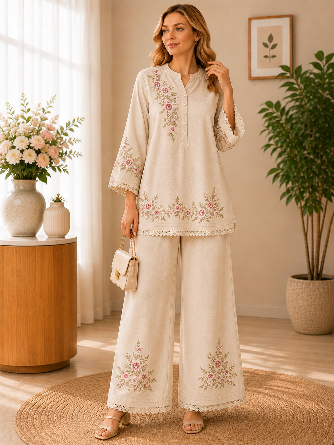Embroidered Two‑Piece Casual Set