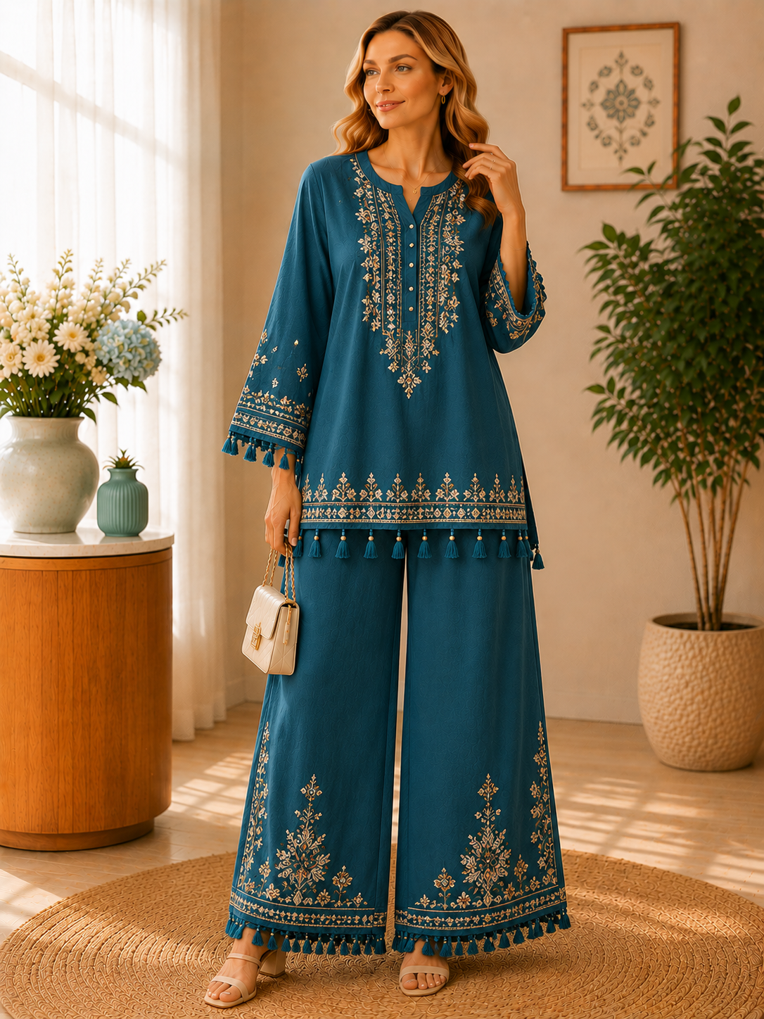 Artisan Tassel Embroidered Set
