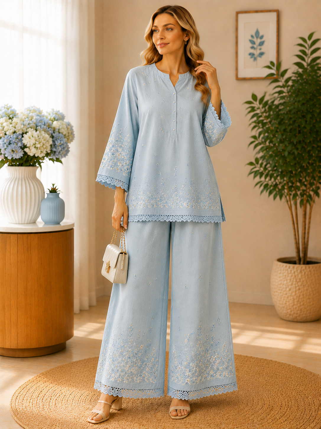 Petal Mist Embroidered Set