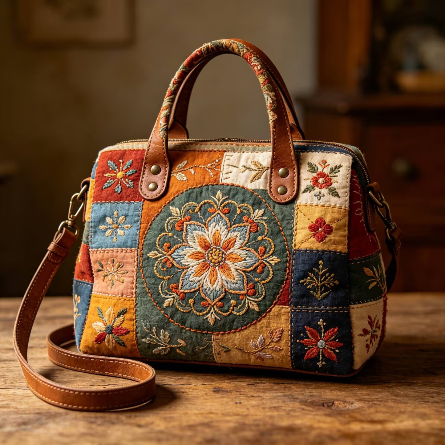 Warm Garden Embroidery Tote