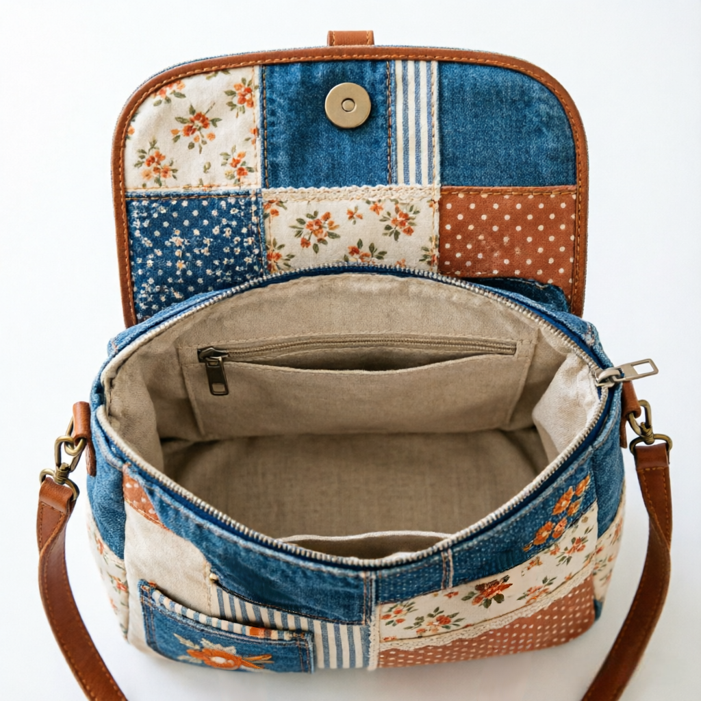 Vintage-Style Patchwork Tote Bag