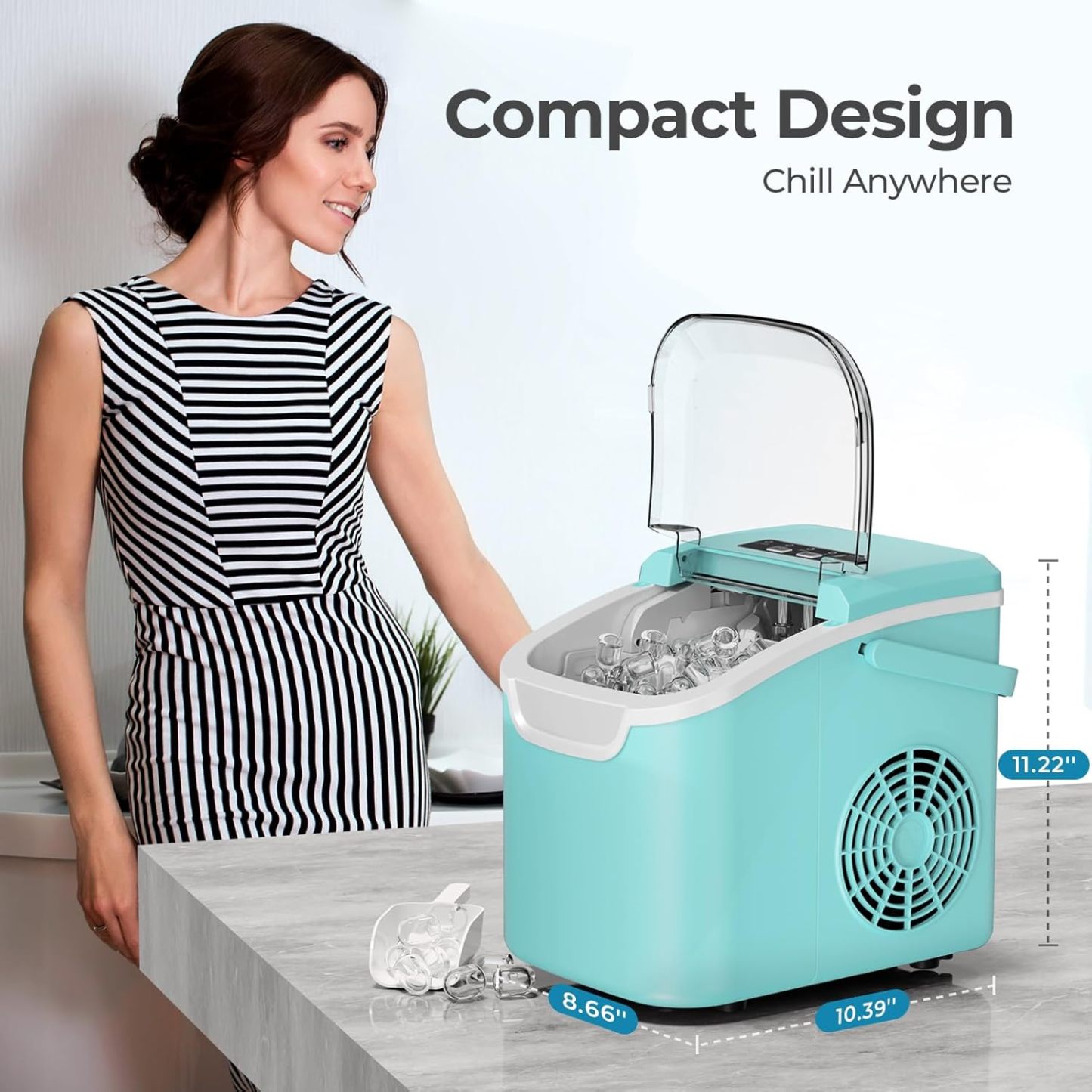 Countertop Ice Maker, 26 lbs/Day ice Production 58012RIM0