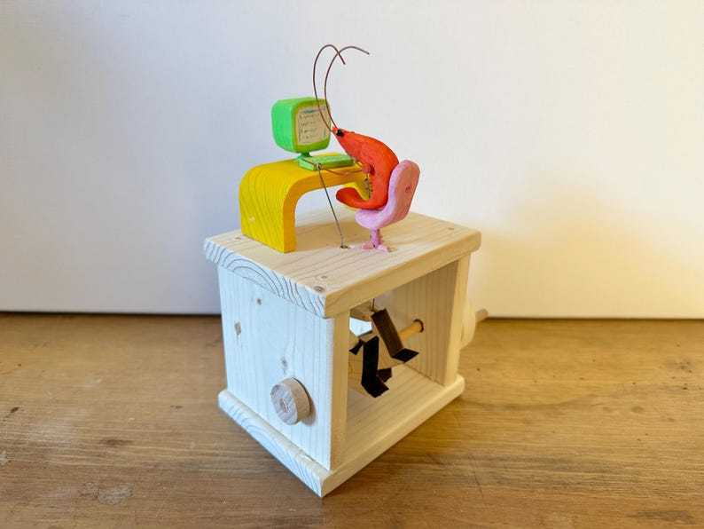 shrimp working on the computer