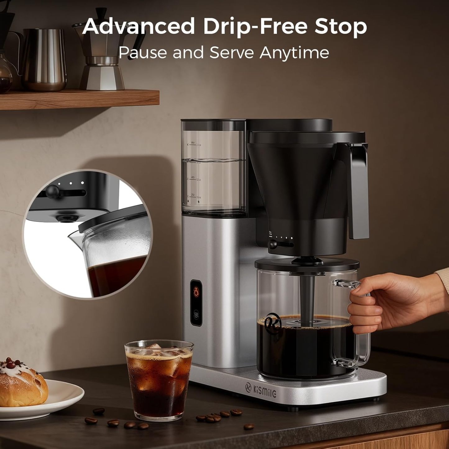 Kismile 8 Cup Drip Coffee Maker Machine 93125KCM0