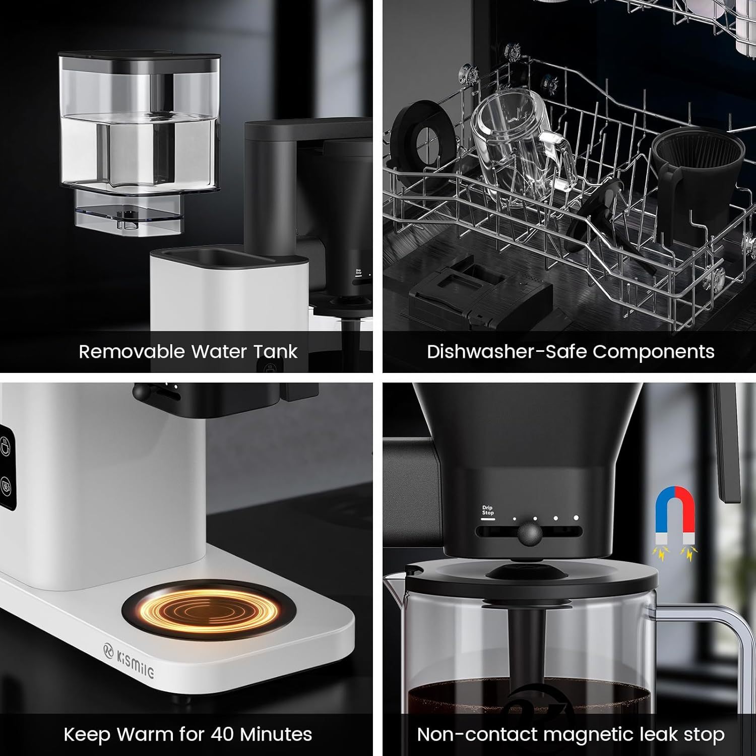 Kismile 8 Cup Drip Coffee Maker Machine 93125KCM0