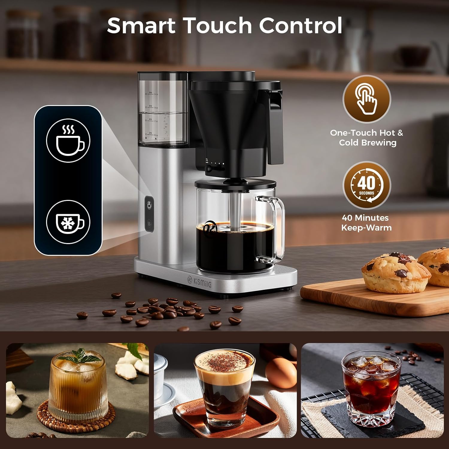 Kismile 8 Cup Drip Coffee Maker Machine 93125KCM0