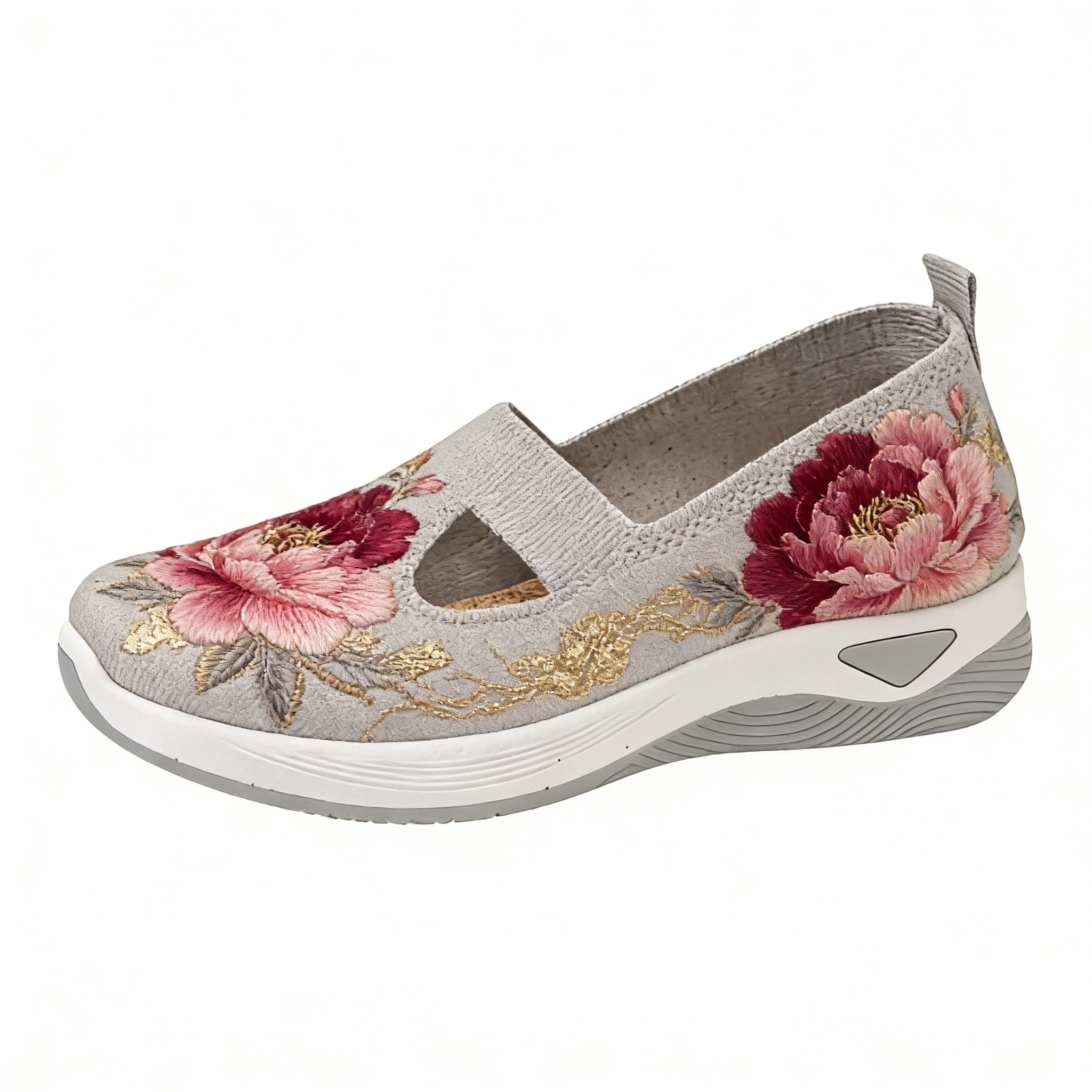 Vintage Peony with Gold Scroll Cut-Out Orthopedic Arch Support Shoes