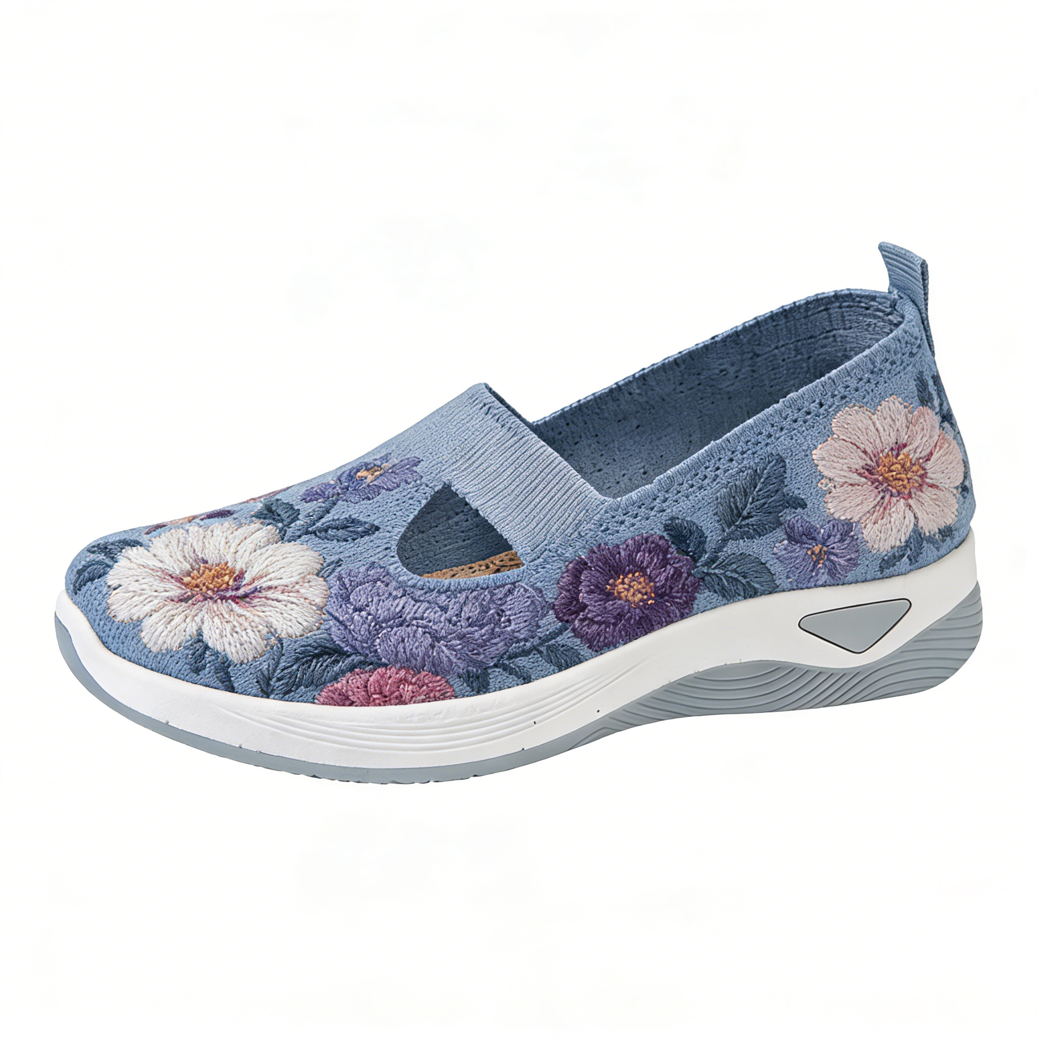 Sky Blue Peony & Wildflower Cut-Out Orthopedic Arch Support Shoes