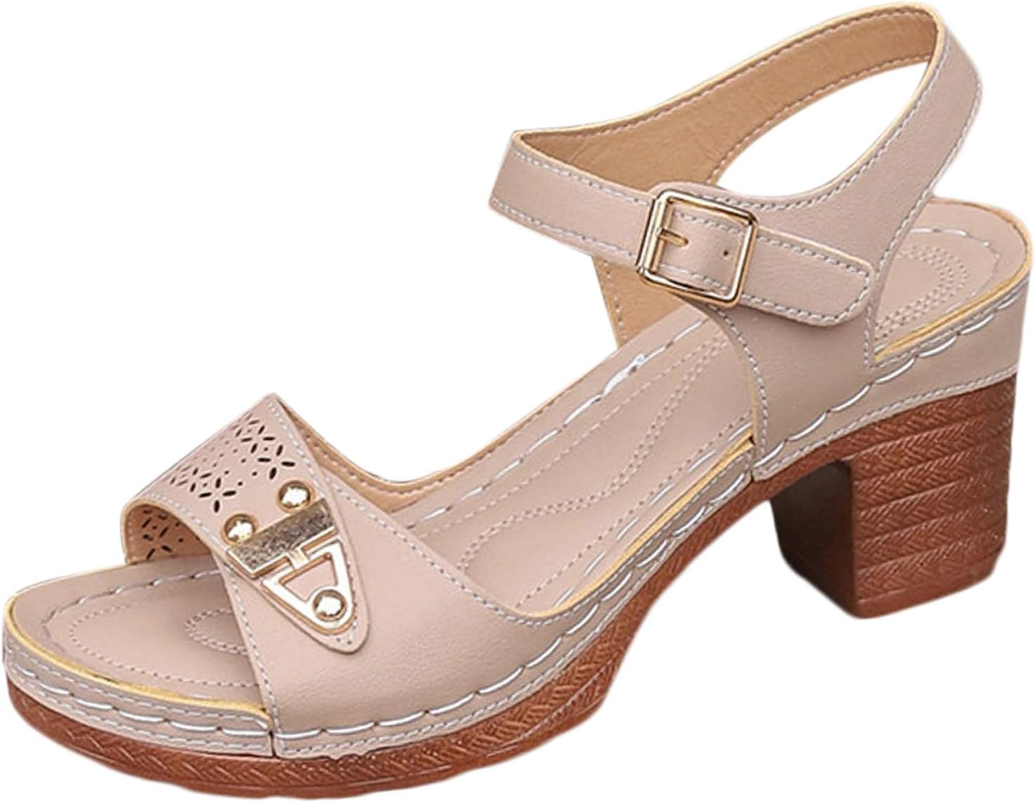 Heels For Women Block Chunky High Heels Women's Large Size Chunky High Heeled Sandals Outer Wear Fashion Casual Thick