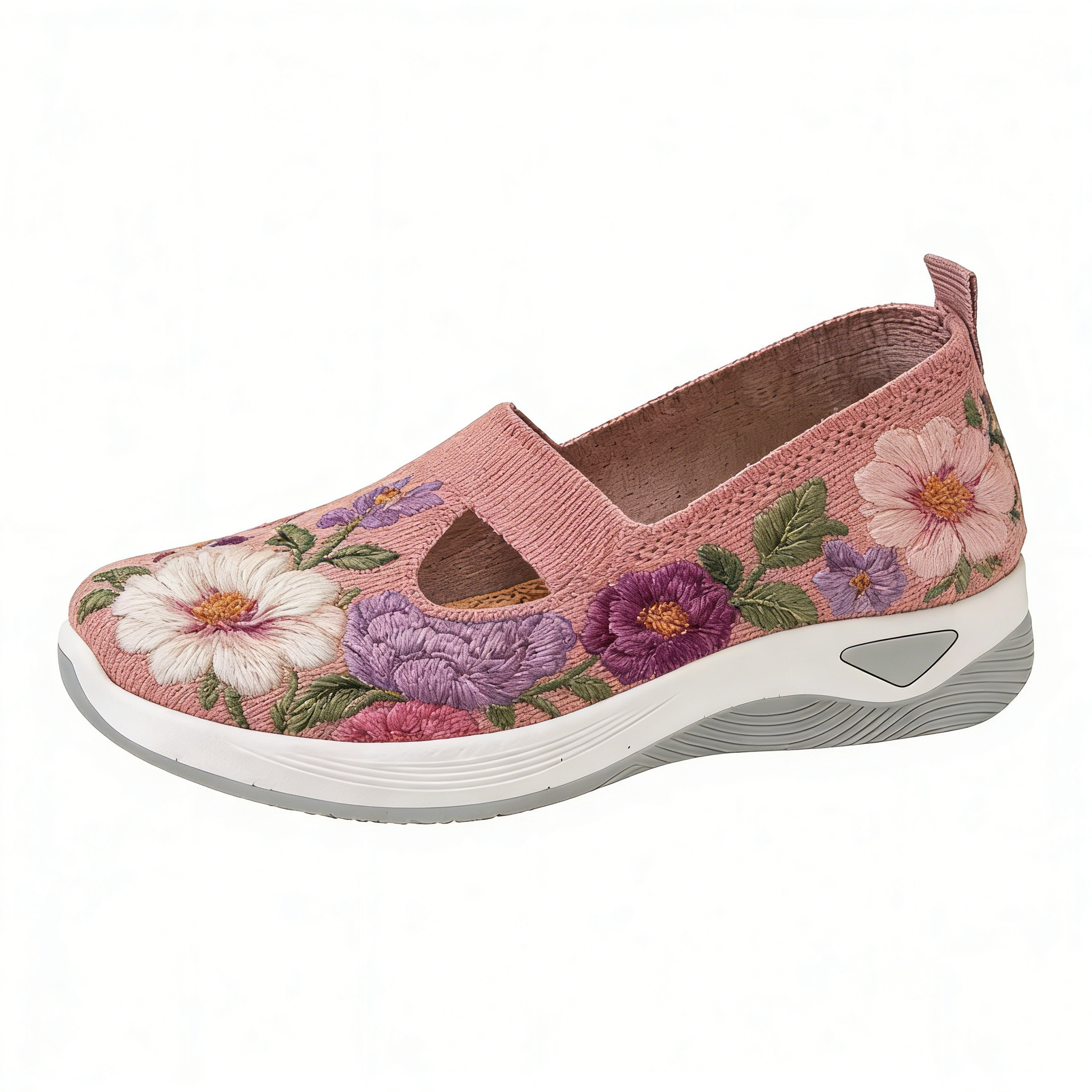 Blush Pink Peony & Wildflower Cut-Out Orthopedic Arch Support Shoes
