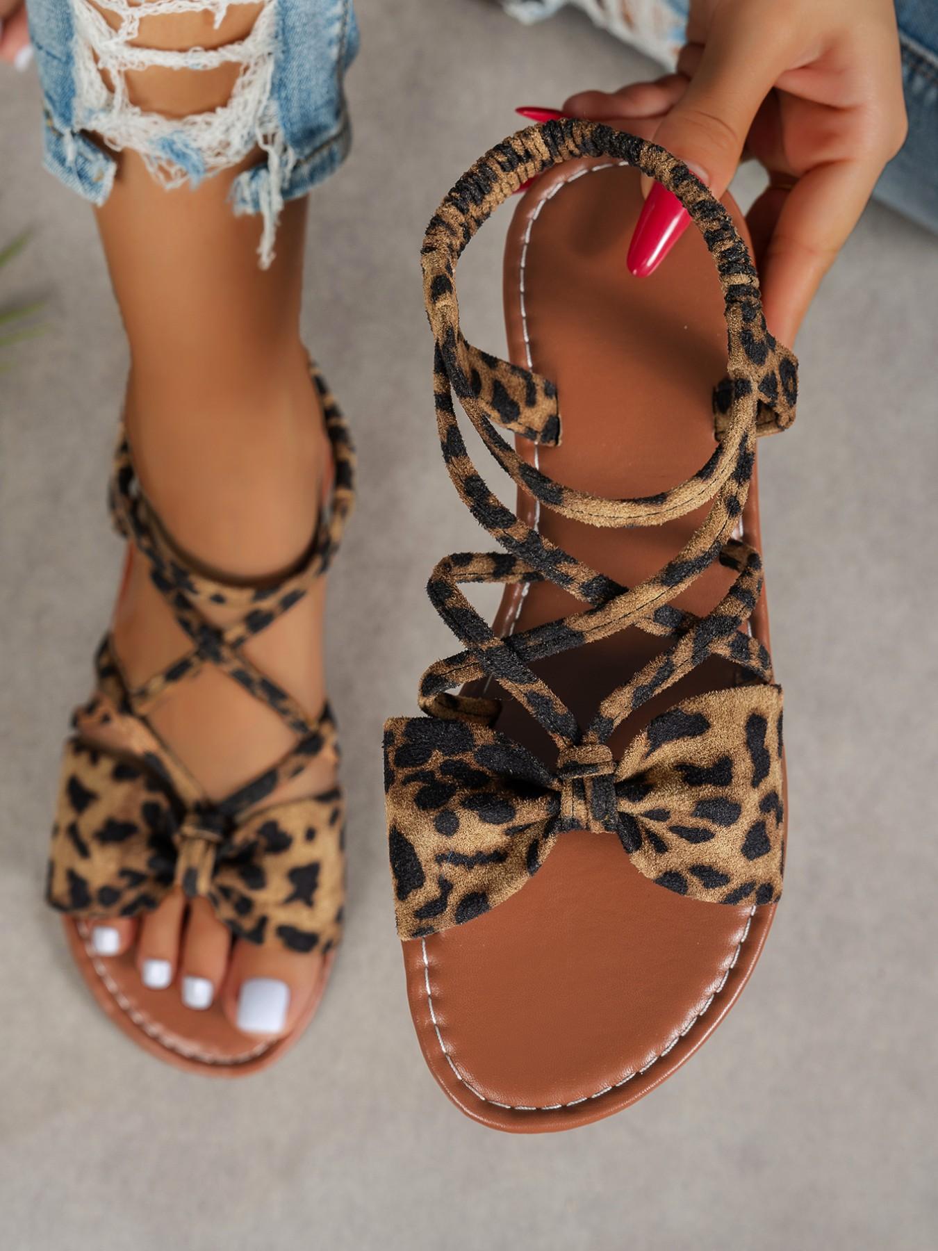 Women's Fashionable Bowknot Design Cross Band Sandals, Casual Comfortable Breathable Sandals for Beach, Fashionable Shoes for Daily Wear, Summer