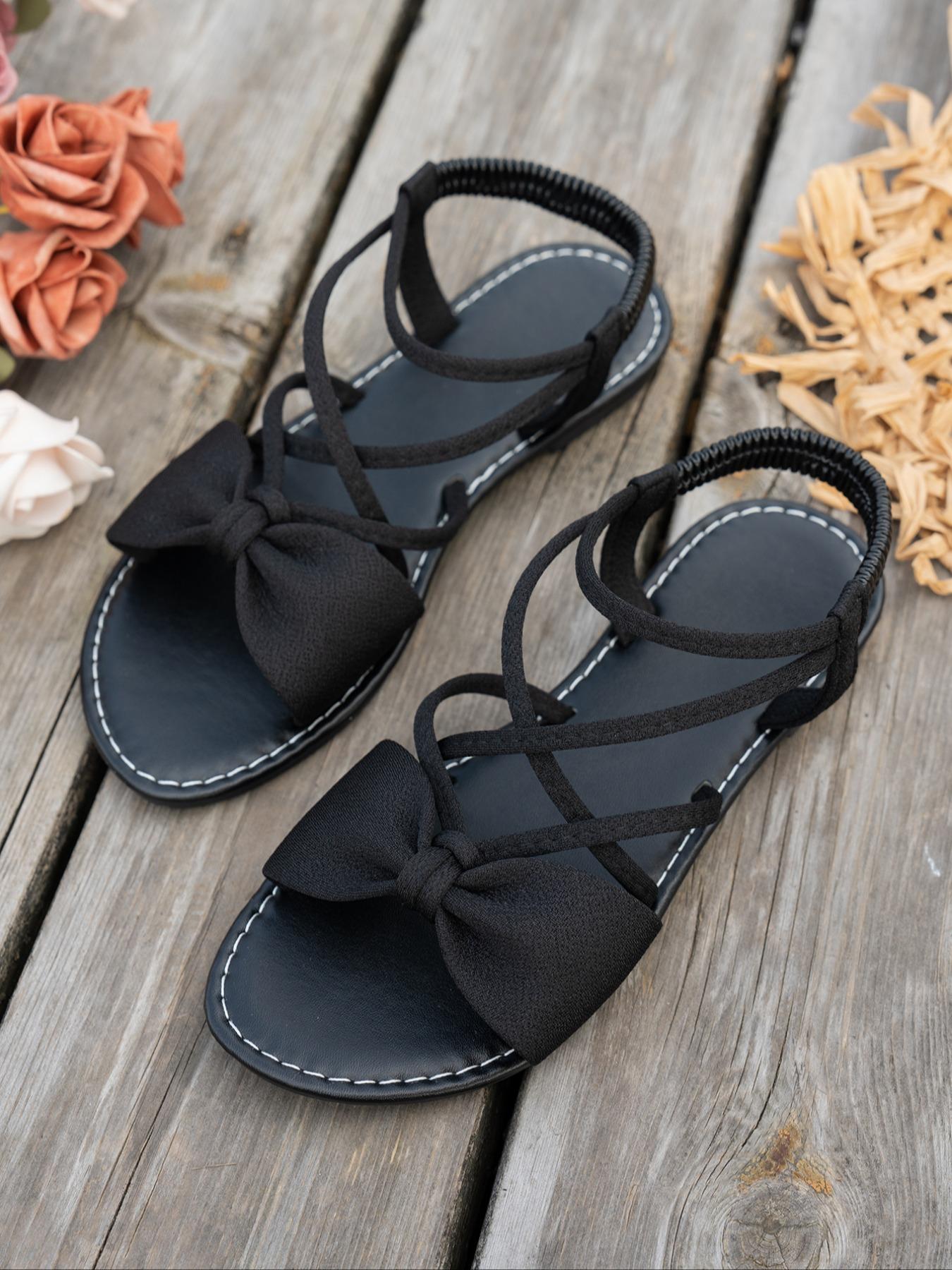 Women's Fashionable Bowknot Design Cross Band Sandals, Casual Comfortable Breathable Sandals for Beach, Fashionable Shoes for Daily Wear, Summer Women's Fashionable Bowknot Design Cross Band Sandals, Casual Comfortable Breathable Sandals for Beach, Fashionable Shoes for Daily Wear, Summer