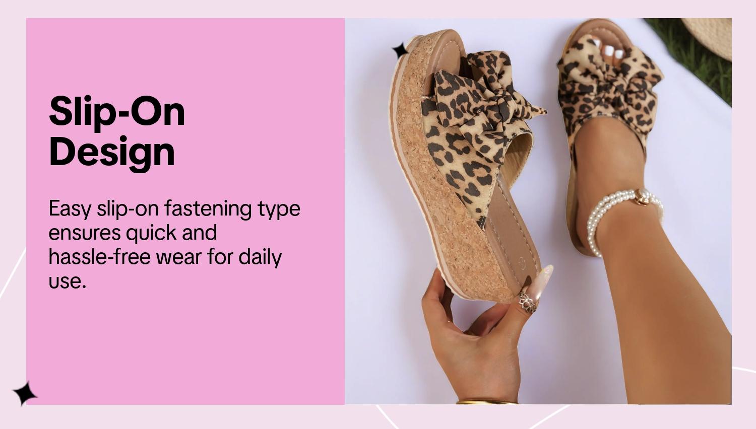 Women's Cute Bowknot Leopard Print Wedge Sandals, Elevated Sandals, Casual Fashion Slip-On Wedges, Summer Trendy Shoes for Beach Daily Wear, Fashionable Footwear Women's Cute Bowknot Leopard Print Wedge Sandals, Elevated Sandals, Casual Fashion Slip-On Wedges, Summer Trendy Shoes for Beach Daily Wear, Fashionable Footwear