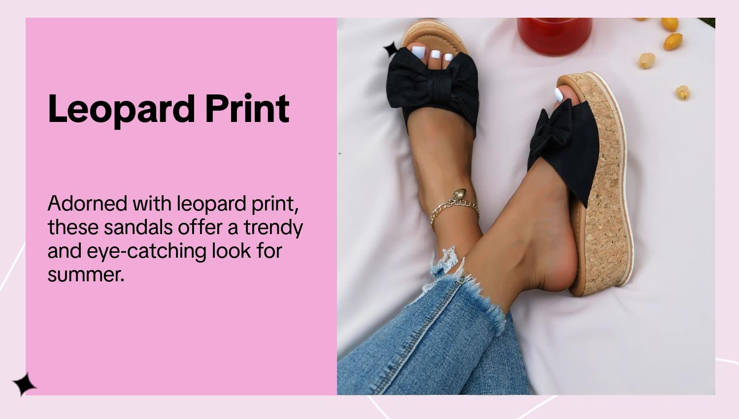 Women's Cute Bowknot Leopard Print Wedge Sandals, Elevated Sandals, Casual Fashion Slip-On Wedges, Summer Trendy Shoes for Beach Daily Wear, Fashionable Footwear Women's Cute Bowknot Leopard Print Wedge Sandals, Elevated Sandals, Casual Fashion Slip-On Wedges, Summer Trendy Shoes for Beach Daily Wear, Fashionable Footwear