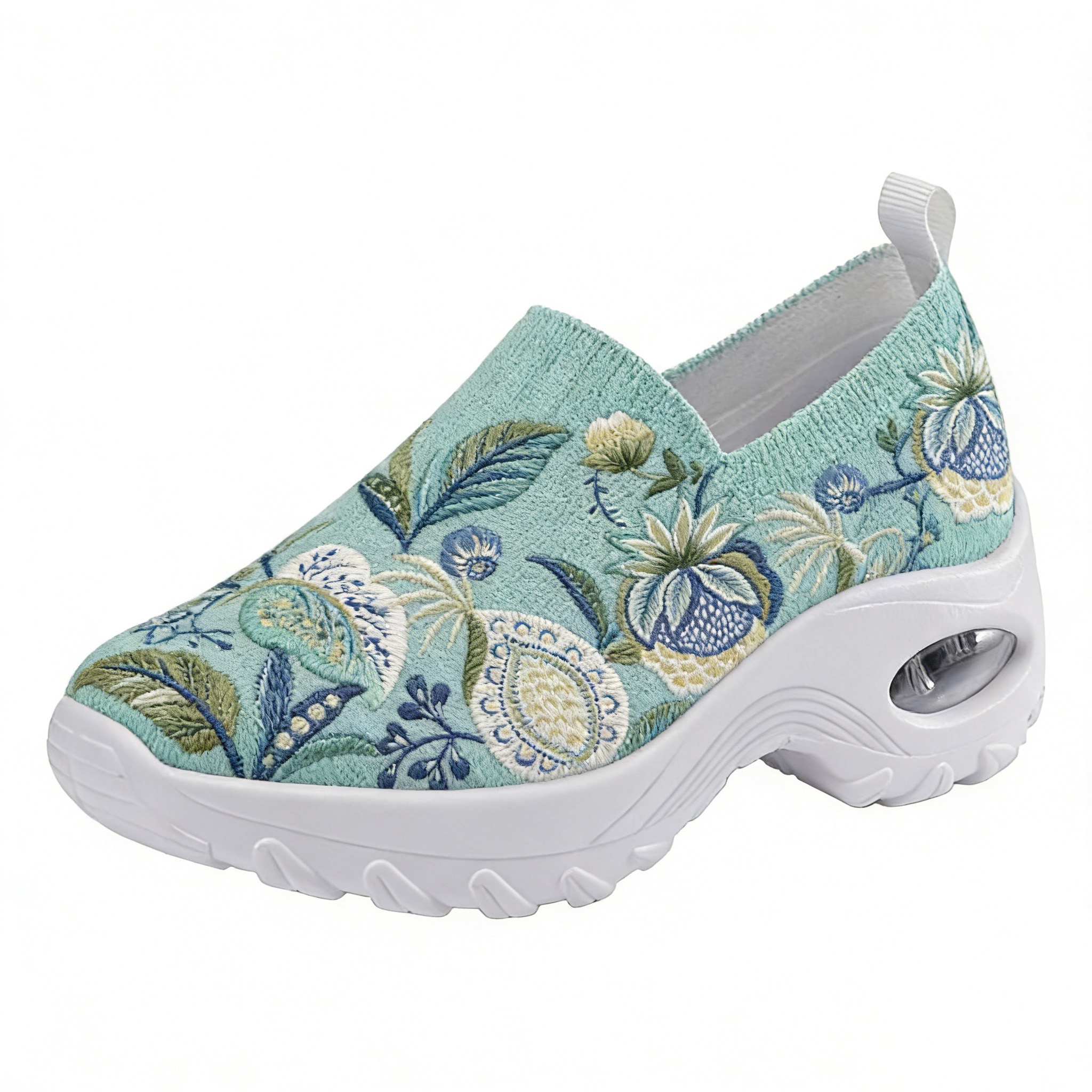 Paisley Botanical on Turquoise Embroidered Orthopedic Arch Support Shoes