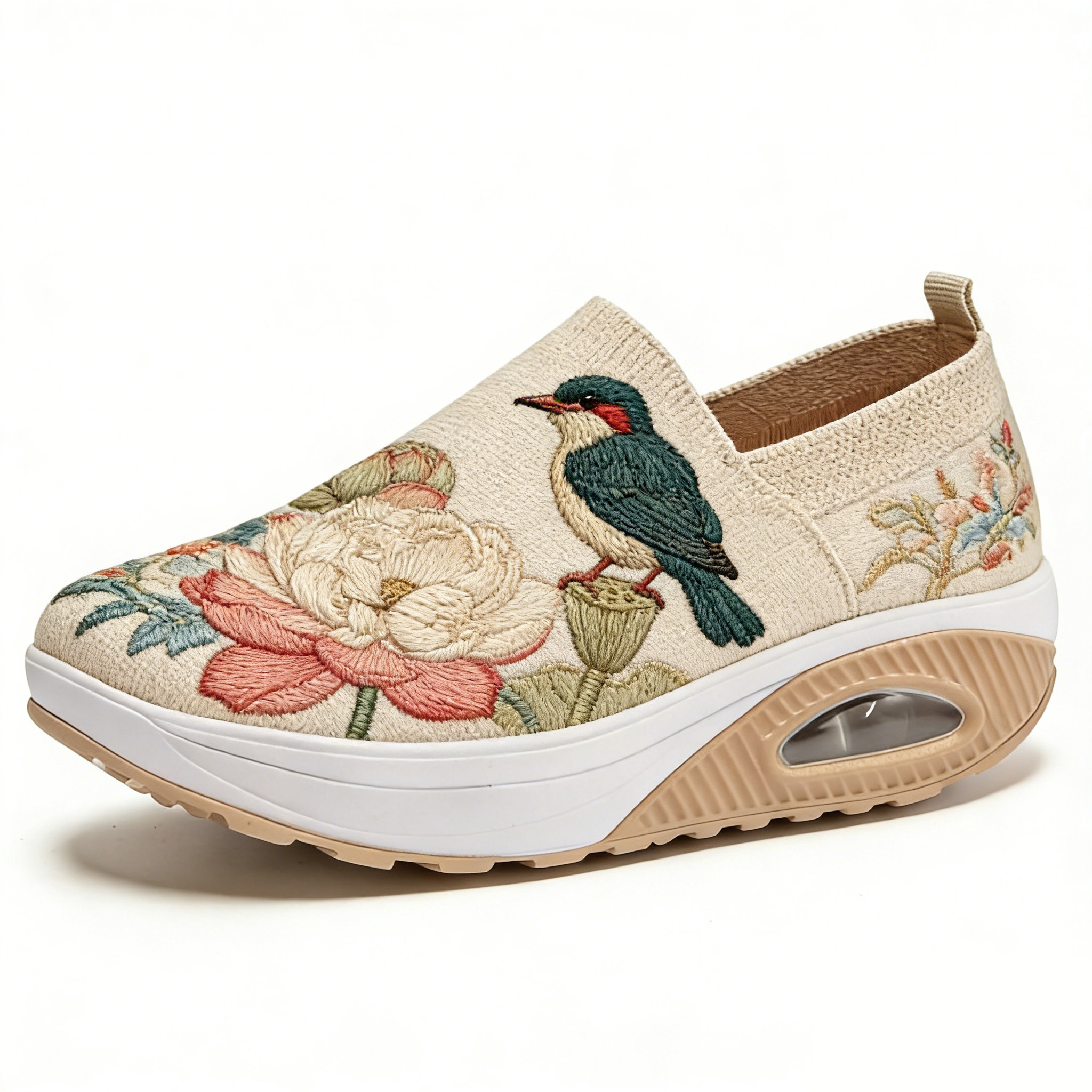 Kingfisher & Lotus Serenity Embroidered Thick-Soled Orthopedic Shoes 