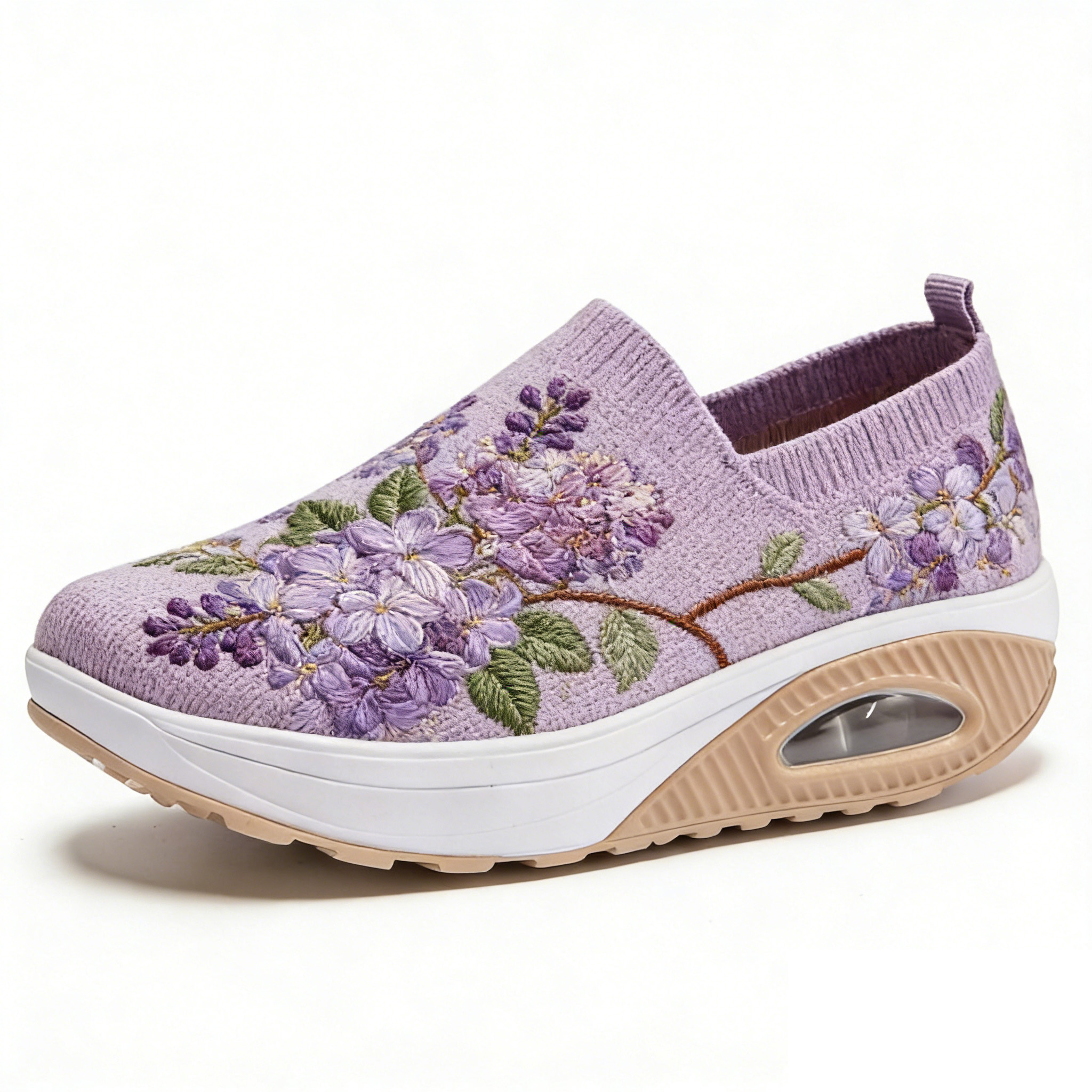 Wisteria Purple Dream Embroidered Thick-Soled Orthopedic Shoes 