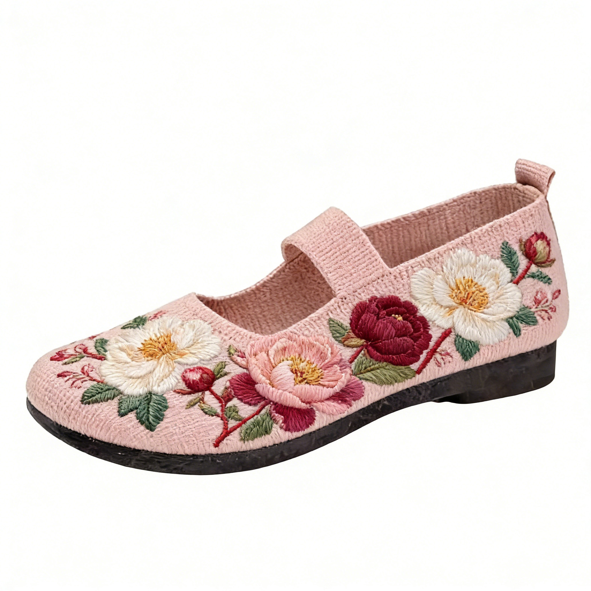 Blush Pink Peony Garden Elastic Strap Orthopedic Support Shoes