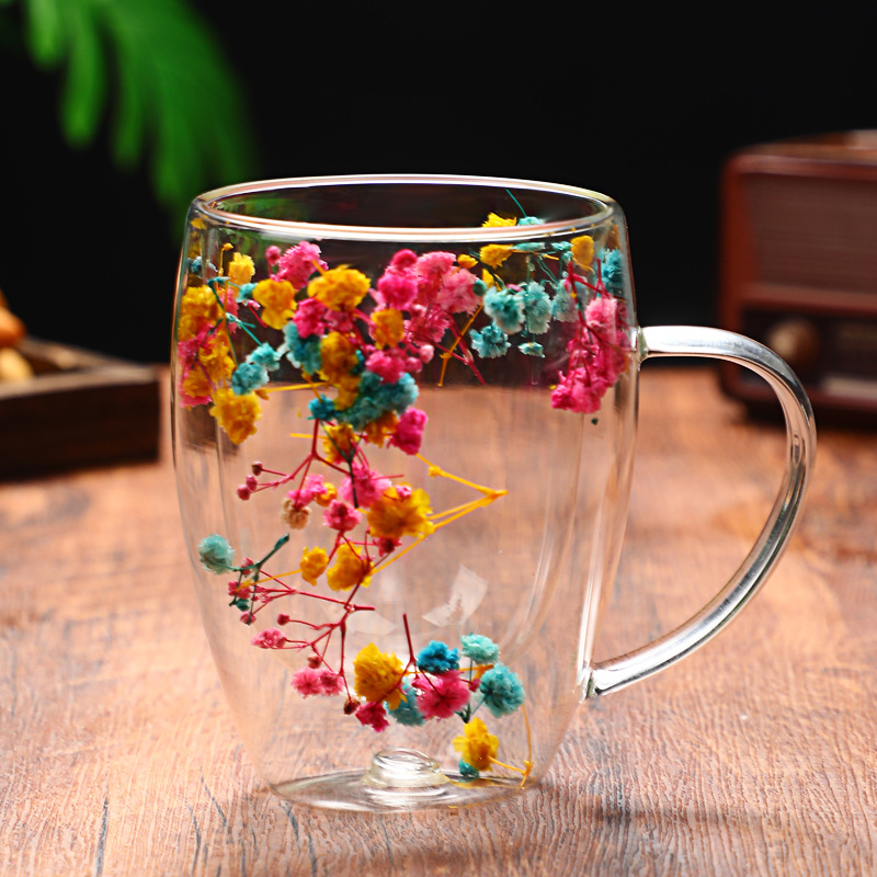 Real flower quicksand glass cup