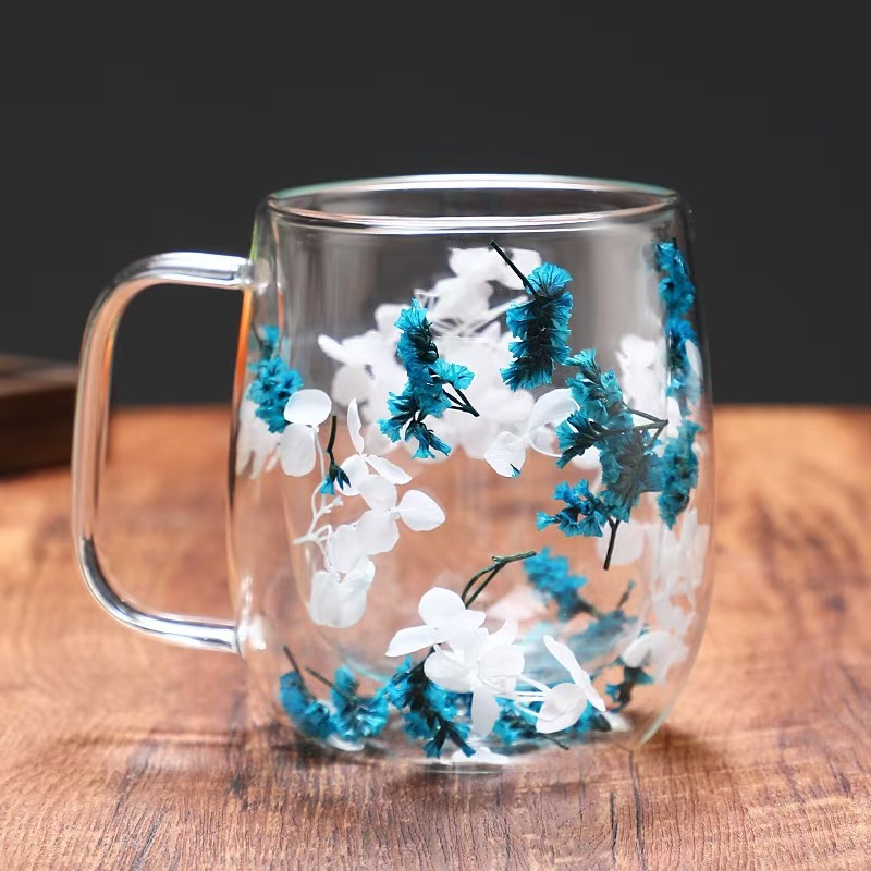 Real flower quicksand glass cup