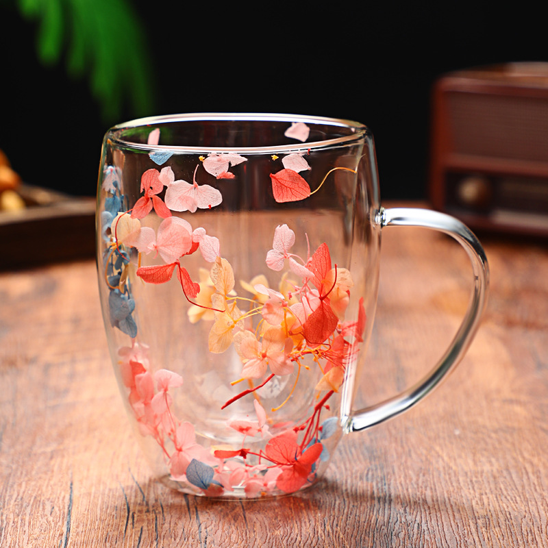 Real flower quicksand glass cup