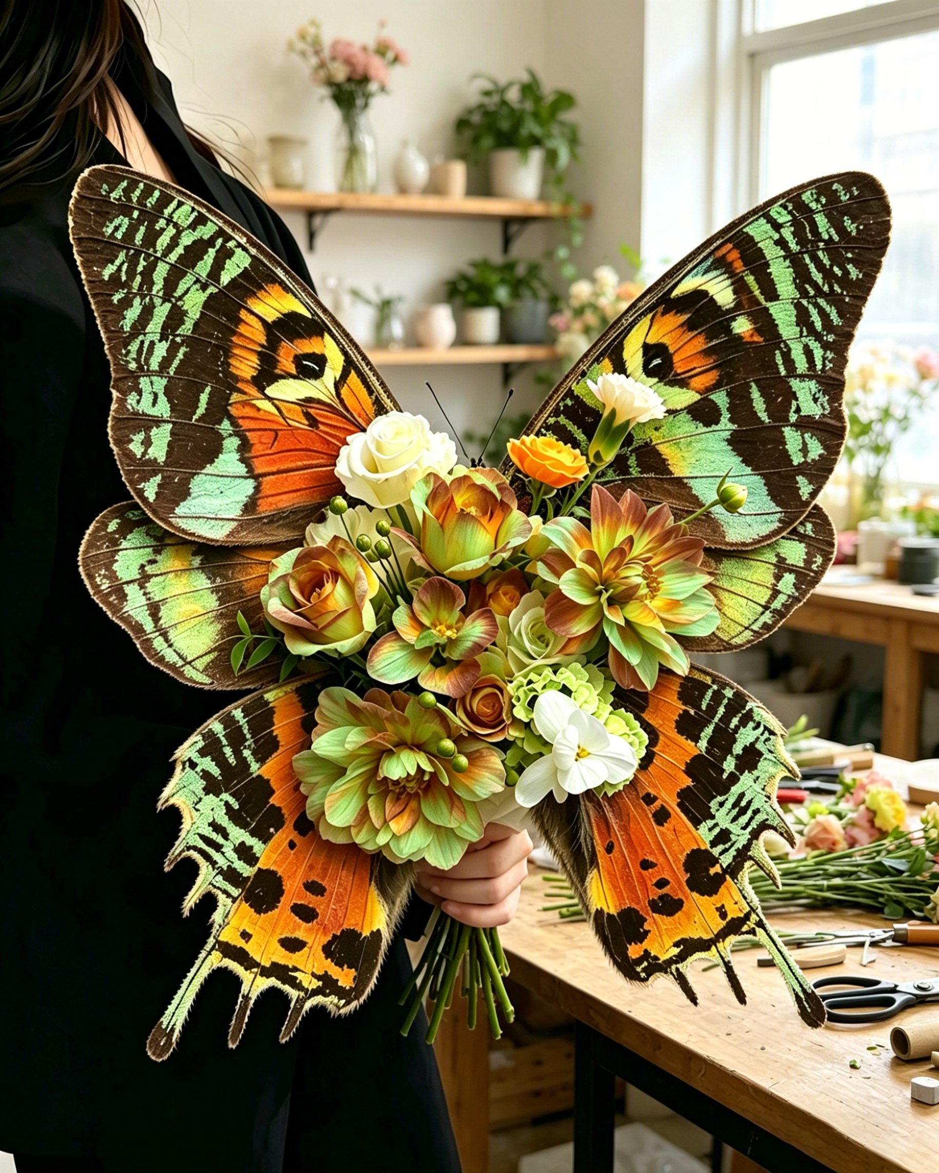 Sunset Moth Butterfly Bouquet Wrap Sheets-（10pcs）