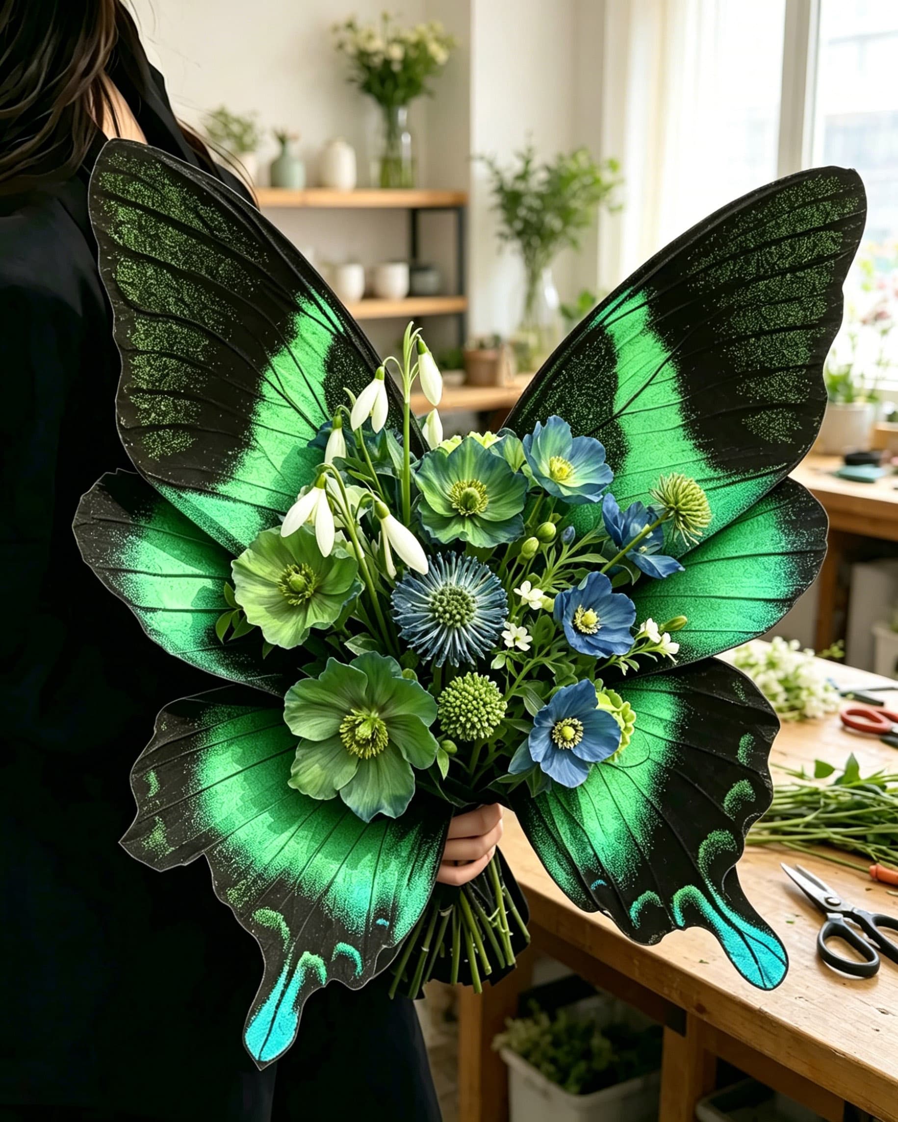 Emerald Jungle Swallowtail Butterfly Bouquet Wrap Sheets - (10pcs）