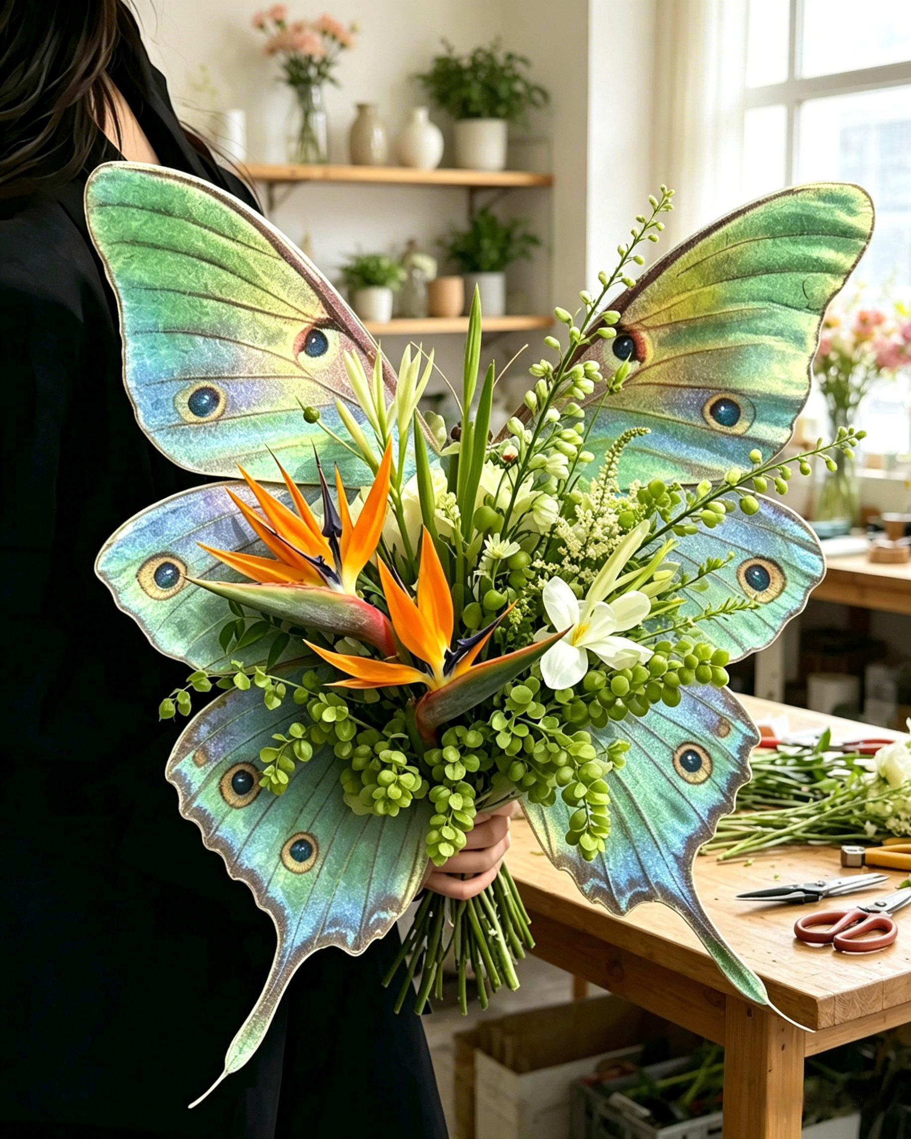 Paradise Bird Moonlight Butterfly Bouquet Wrap Sheets - (10pcs）