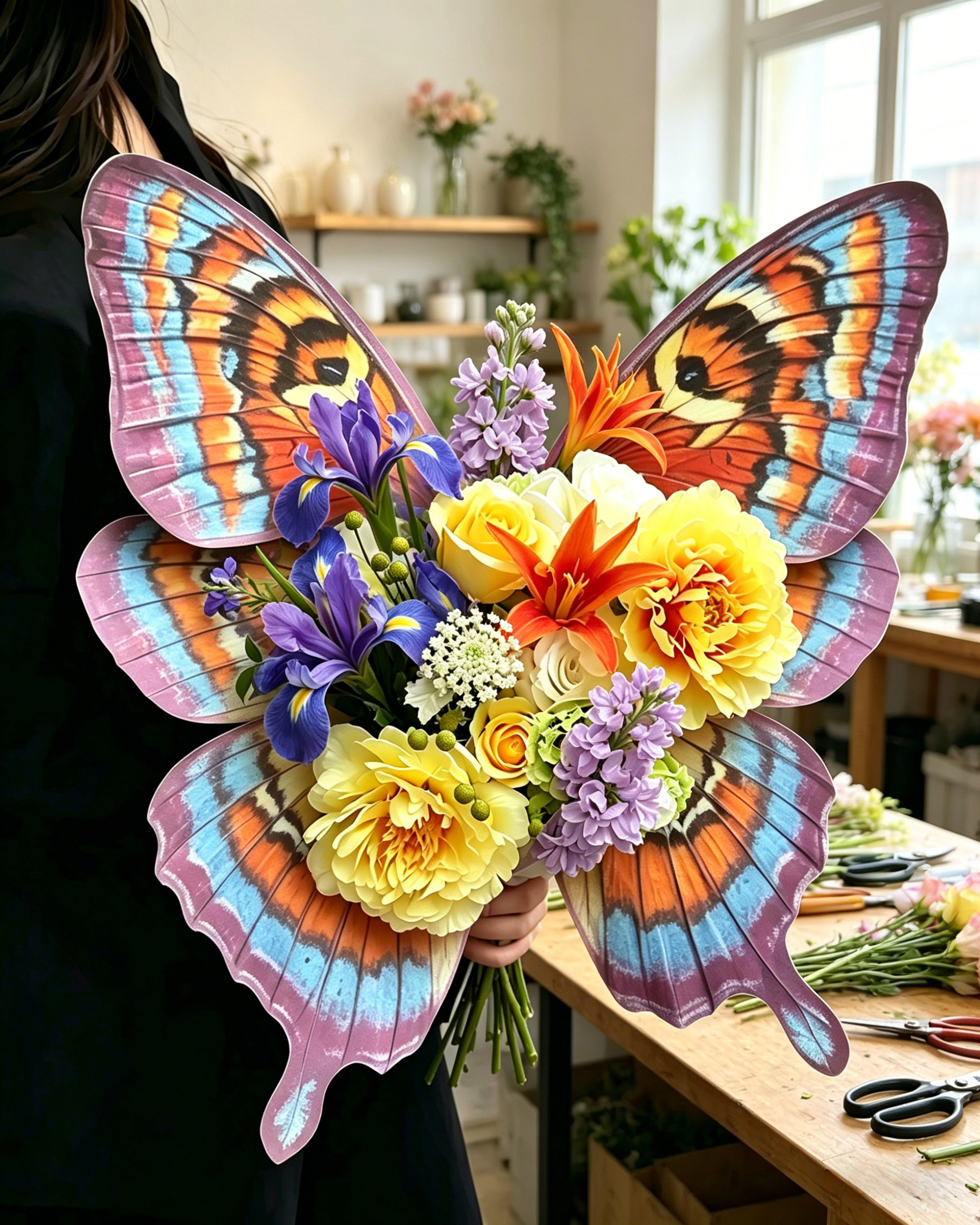 Tropical Sunset Moth Butterfly Bouquet Wrap Sheets - (10pcs）