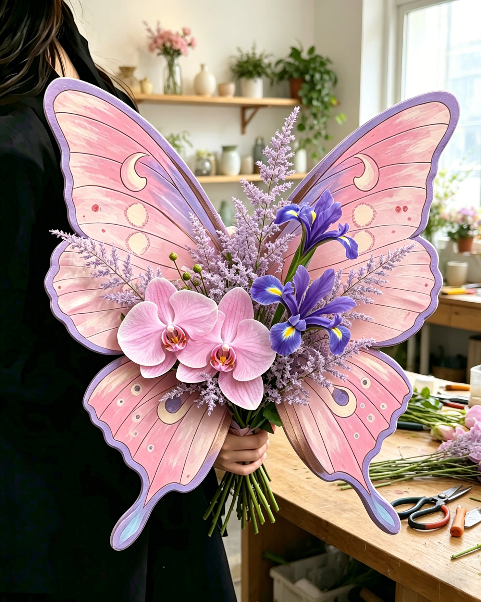 Moonlit Lilac Dream Butterfly Bouquet Wrap Sheets -（10pcs）