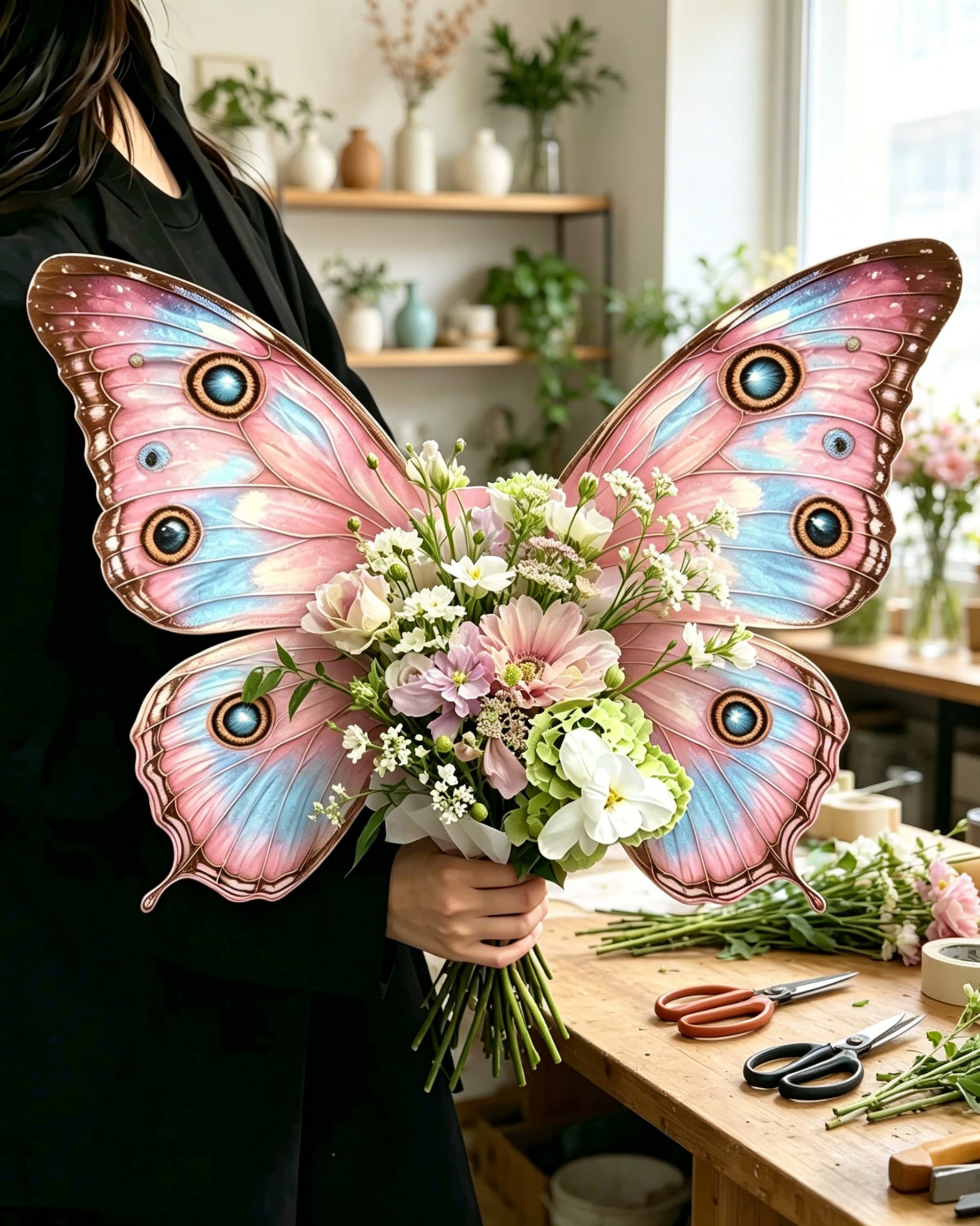 Pastel Galaxy Eye Butterfly Bouquet Wrap Sheets - (10pcs）