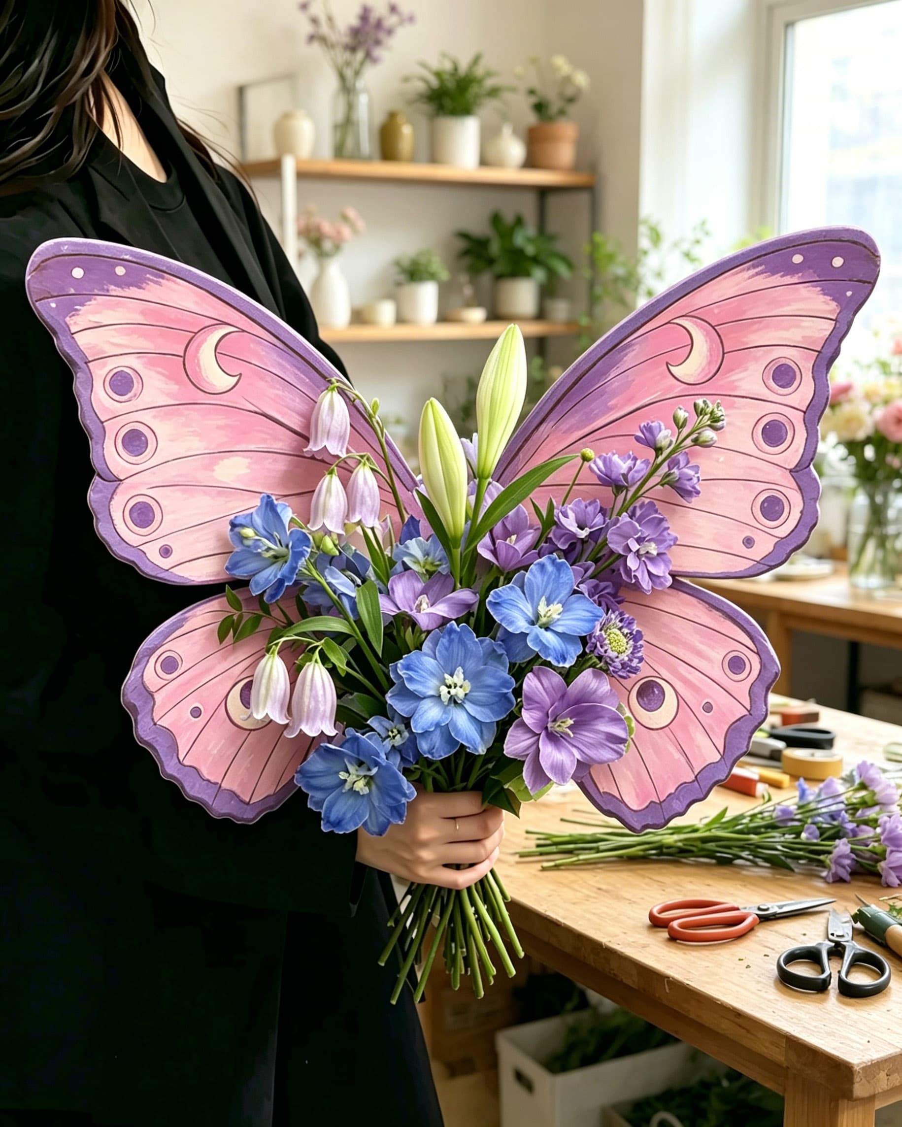 Moonlit Lavender Fairy Butterfly Bouquet Wrap Sheets - (10pcs）