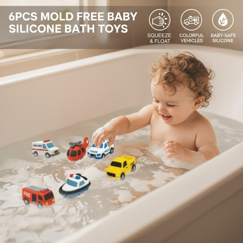 ⏰6PCS Mold-Free Baby Silicone Bath Toys