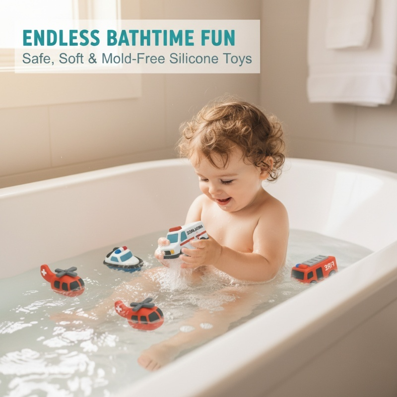 ⏰6PCS Mold-Free Baby Silicone Bath Toys