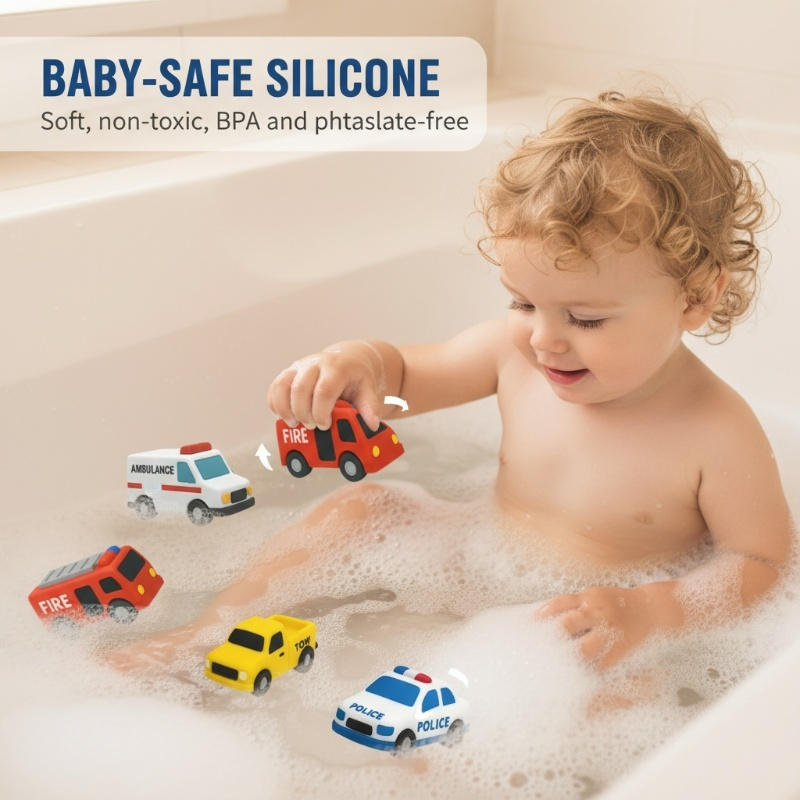 ⏰6PCS Mold-Free Baby Silicone Bath Toys