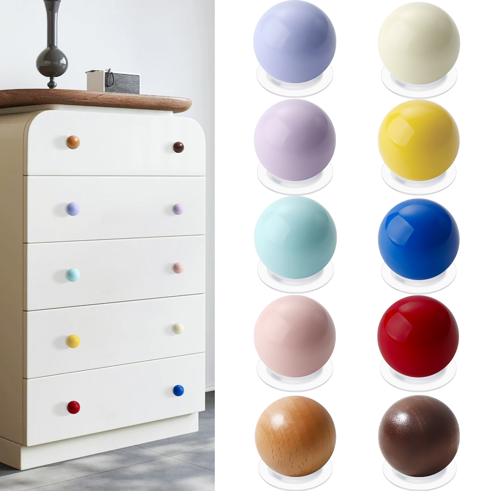 Colorful Self Adhesive Knobs Set Self Stick Cabinet Knobs Plastic Drawer Pulls 