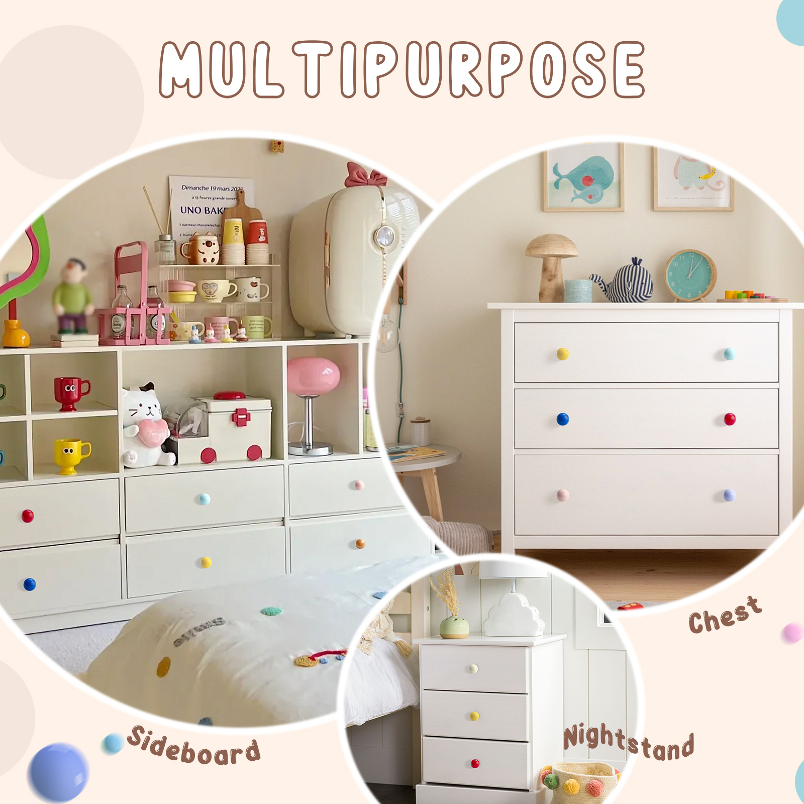 Colorful Self Adhesive Knobs Set Self Stick Cabinet Knobs Plastic Drawer Pulls 