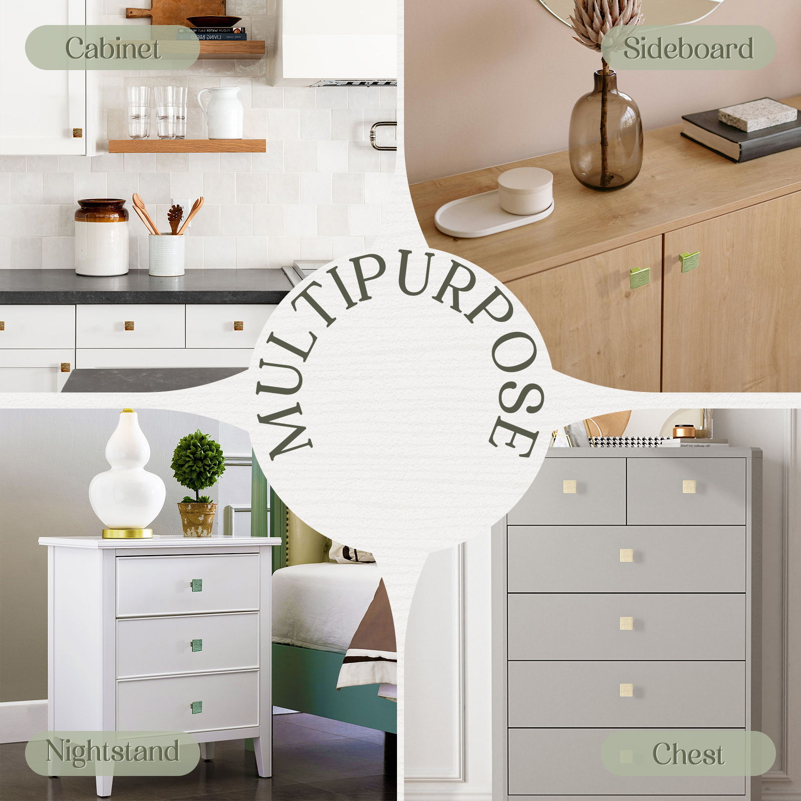 Ceramic Tree Bark Texture Knobs Square Cabinet Pulls