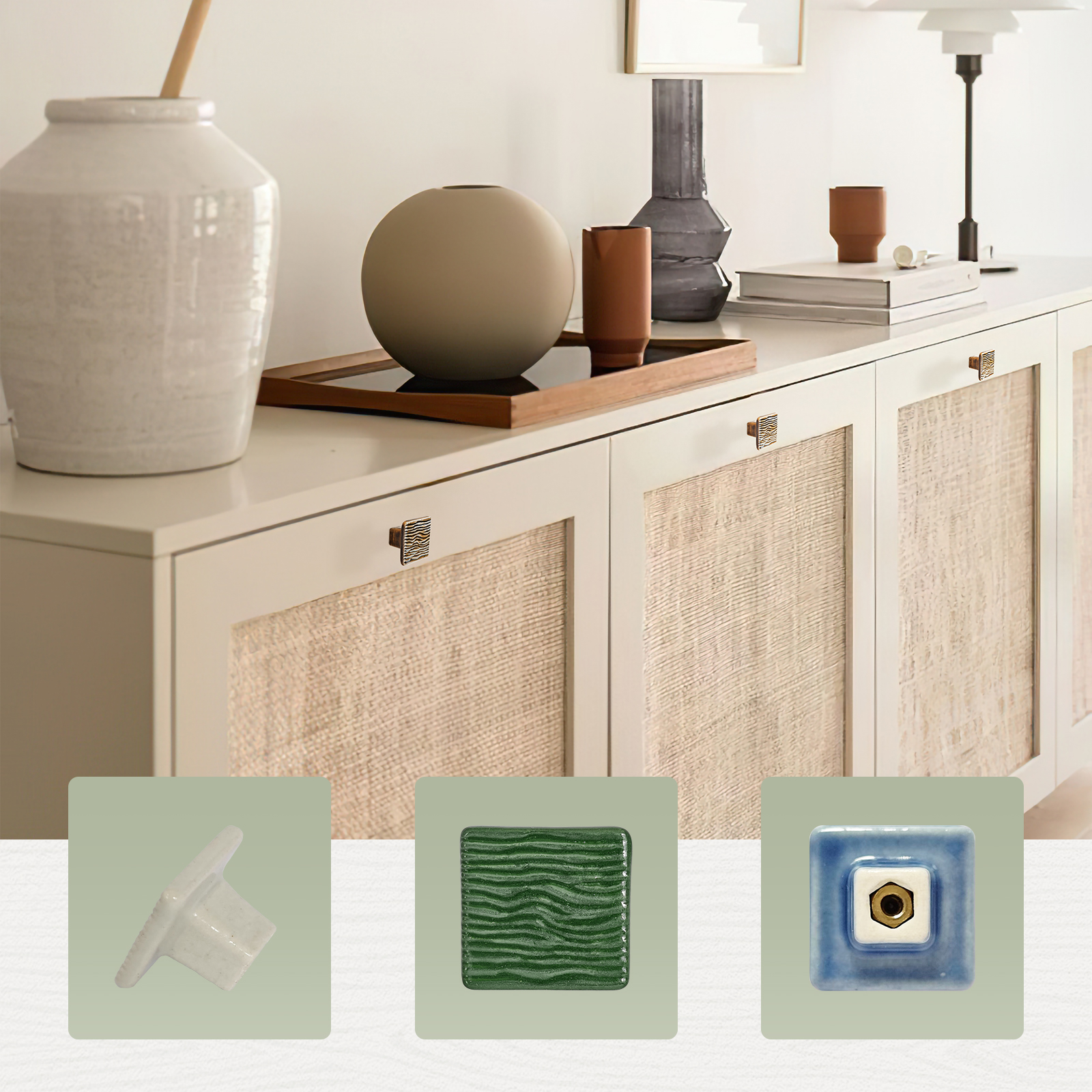 Ceramic Tree Bark Texture Knobs Square Cabinet Pulls