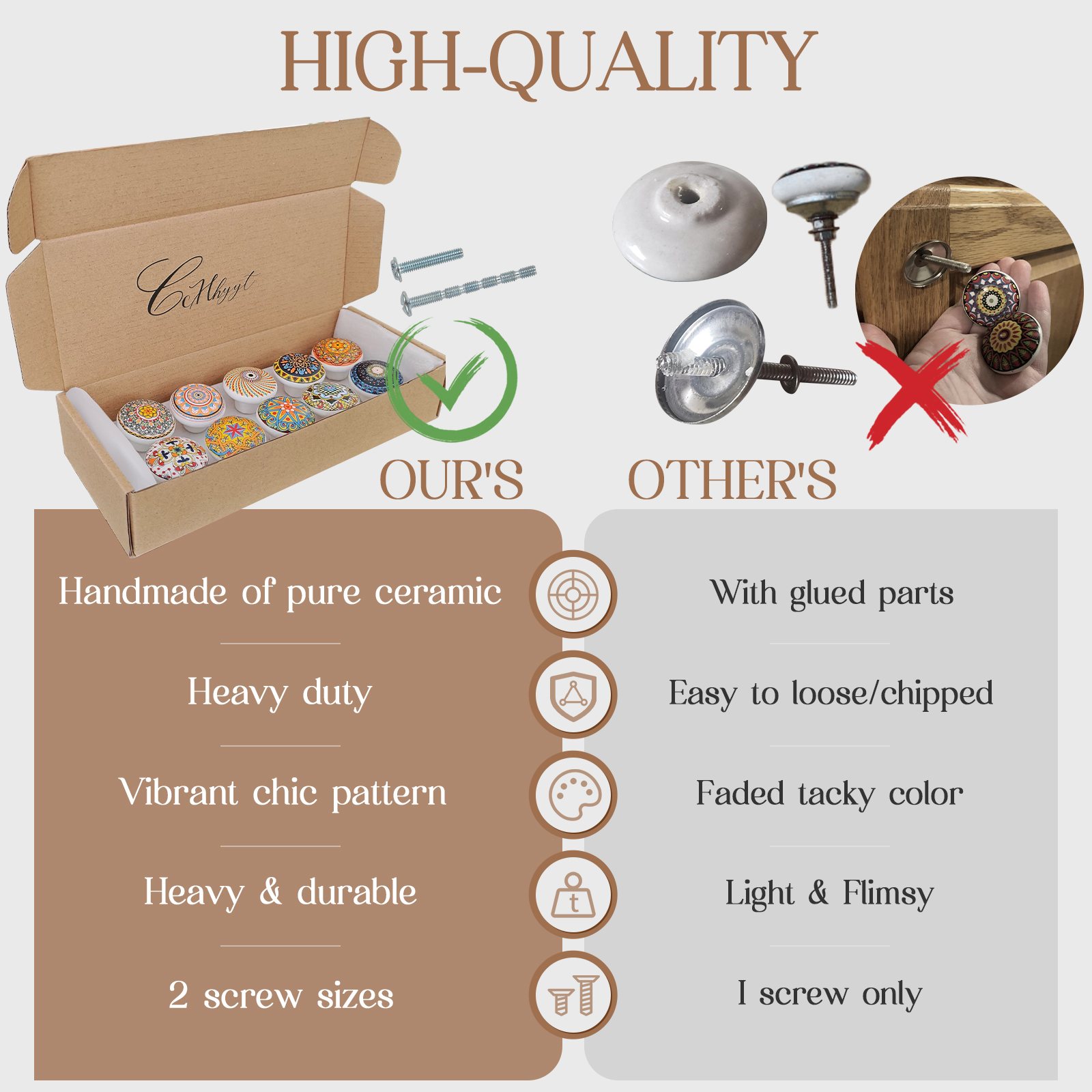 Ceramic Boho Knobs for Cabinets