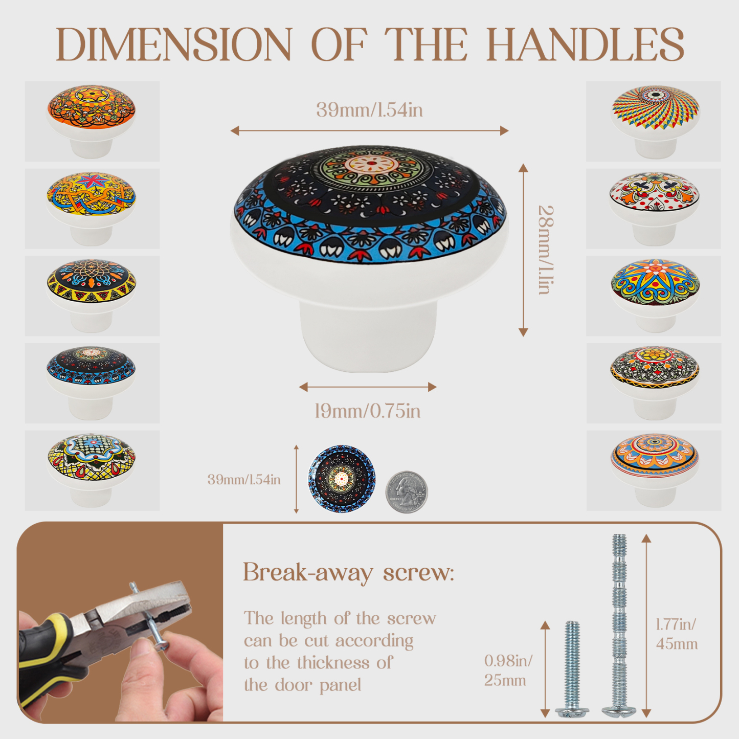 Ceramic Boho Knobs for Cabinets