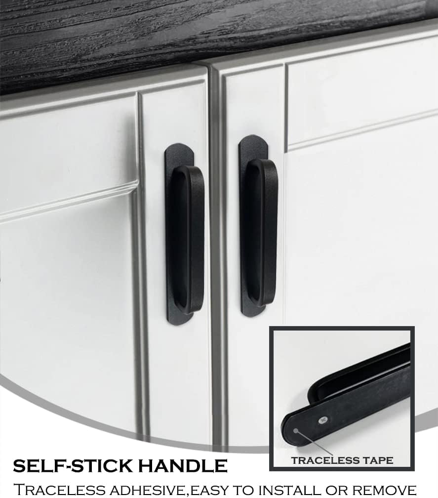 2 Pack Self-Stick Handle Aluminum Cabinet Handle Pull with Adhesive Sliding Door Handle 