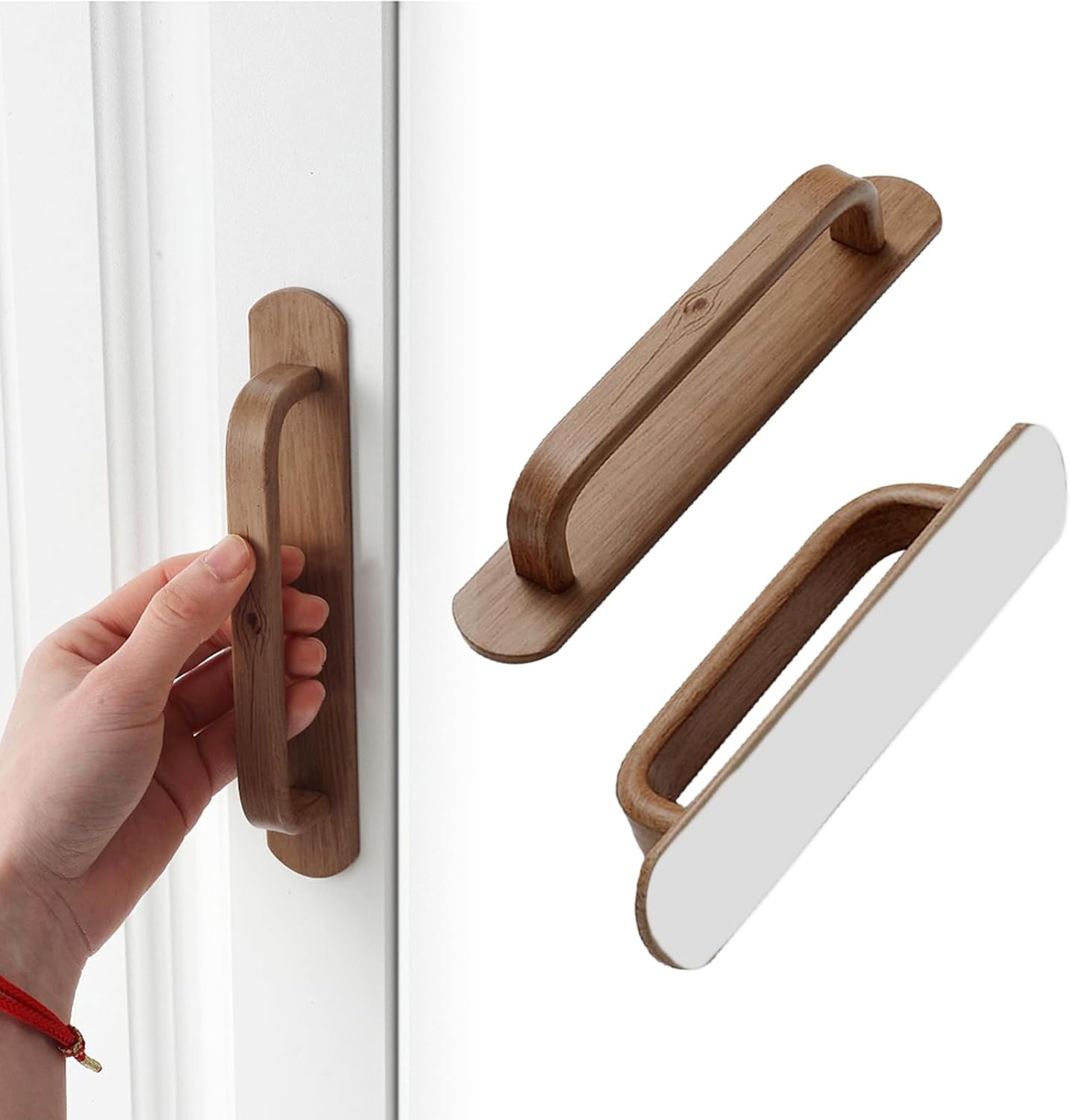 Self-Adhesive Handle Aluminum Pull Wood Like Cabinet Handle